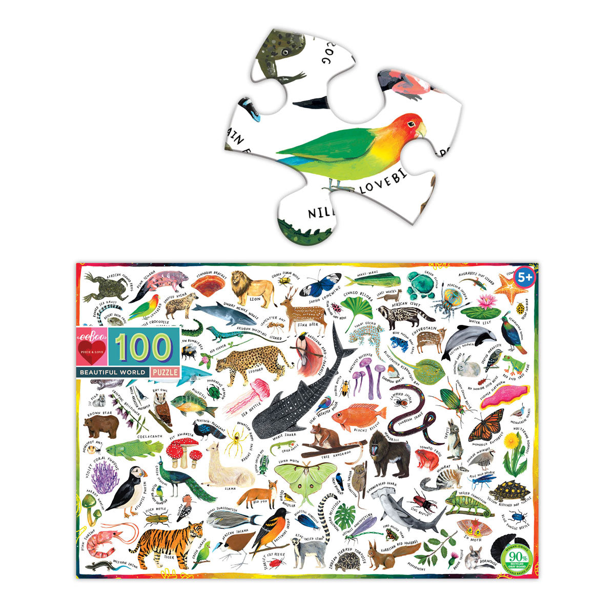 eeBoo 100 Piece Jigsaw Puzzle - Beautiful World Landscape for Kids & Adults - Perfect for Family Game Night & Educational Play