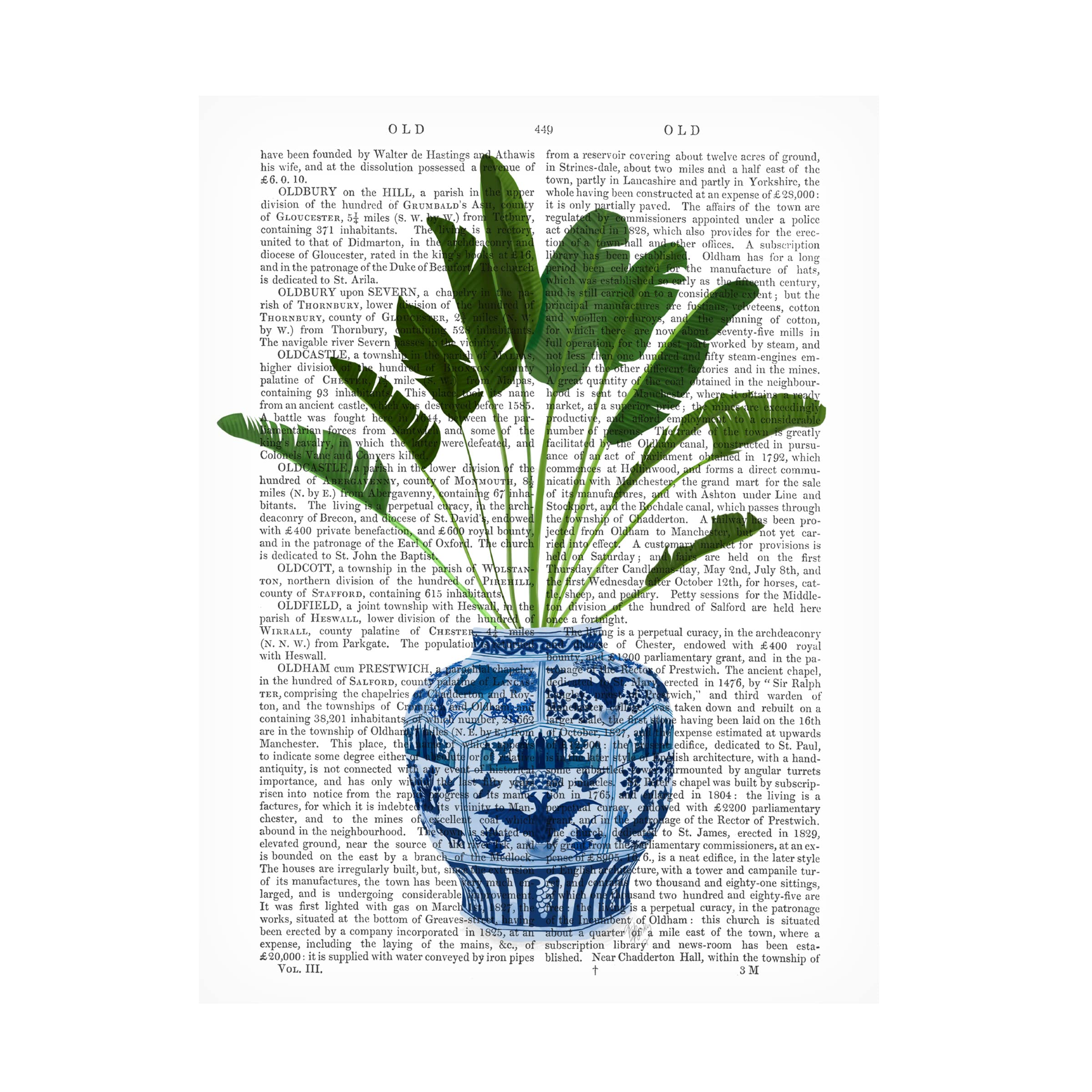 Trademark Fine Art 'Chinoiserie Vase 5 With Plant Book Print' Canvas Wall Art by Fab Funky - Perfect for Living Room, Bedroom & Office Decor