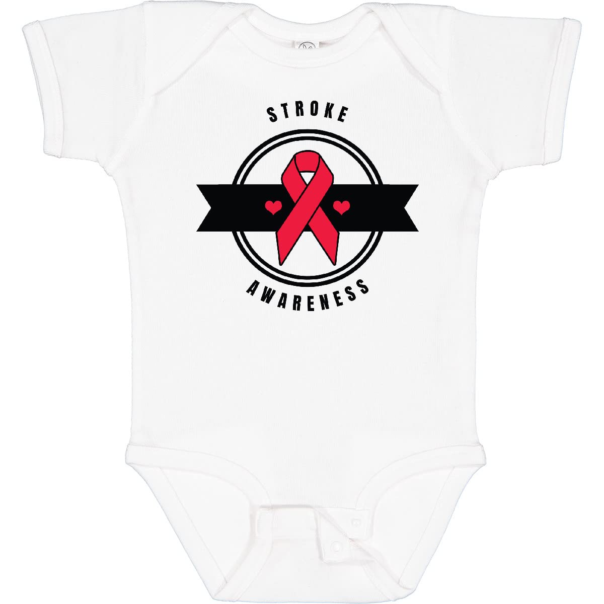 Inktastic Stroke Awareness Red Ribbon & Banner Baby Bodysuit - Cute Infant Onesie for Awareness Events & Fundraisers