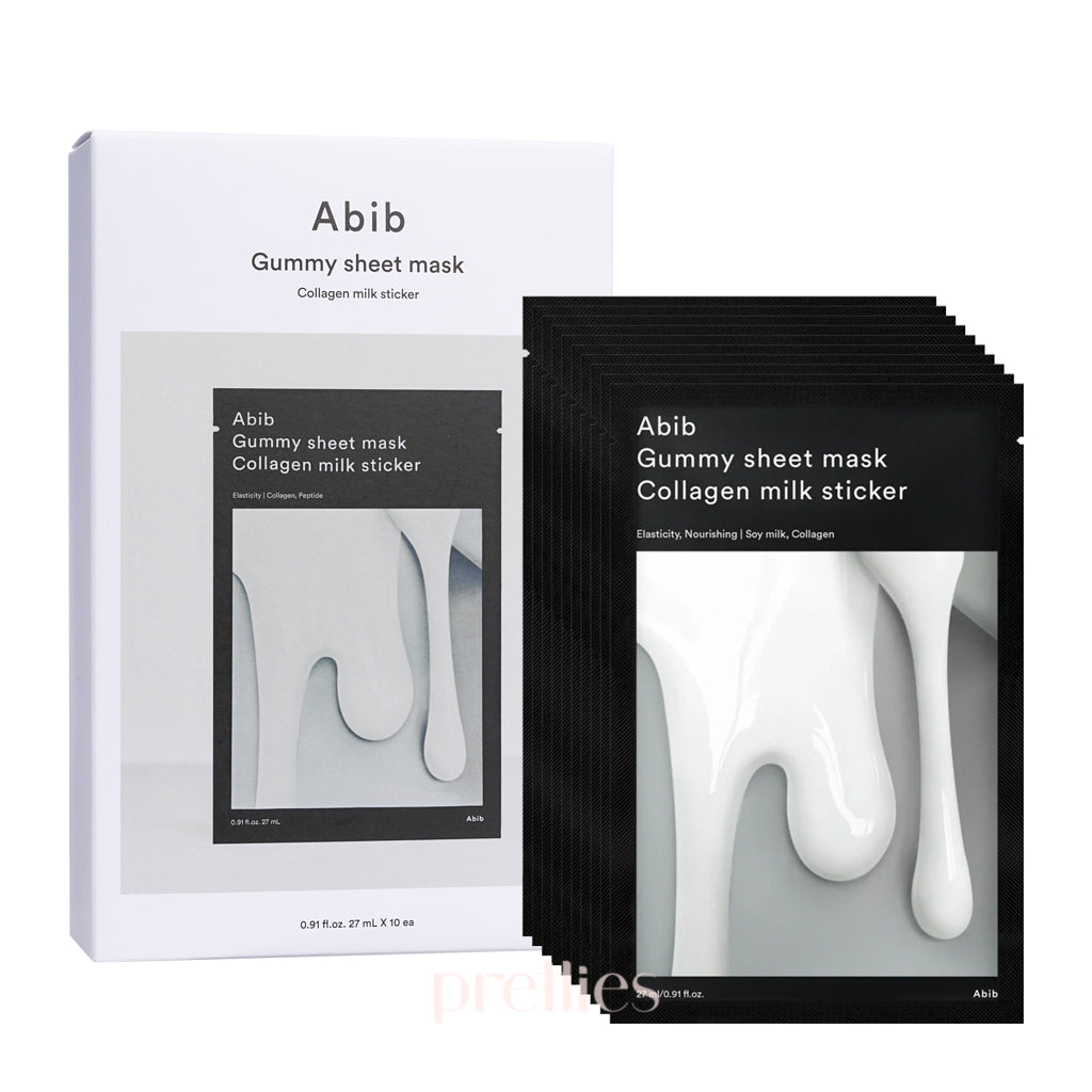 Abib Gummy Sheet Mask - Collagen Milk Facial Mask (10 Sheet/Box) | Hydrating & Anti-Aging Skincare for Daily Use & Spa Nights