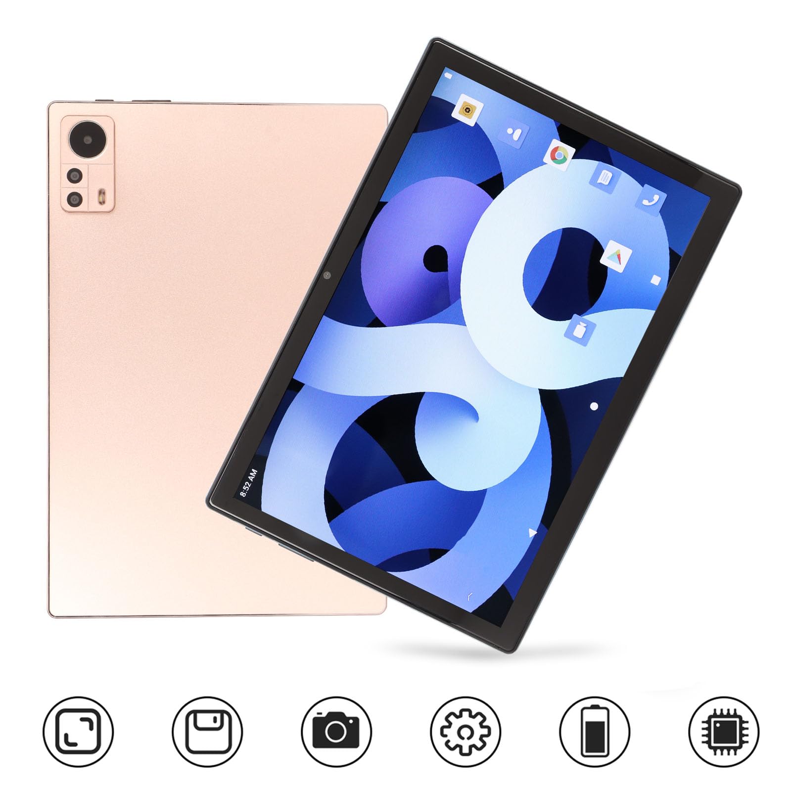 SHYEKYO 10.1 Inch Android 13.0 Tablet - 12GB RAM 512GB Storage Dual SIM Card Support for Work & Entertainment (Gold) | Perfect for Video Streaming, Online Classes & Business Meetings