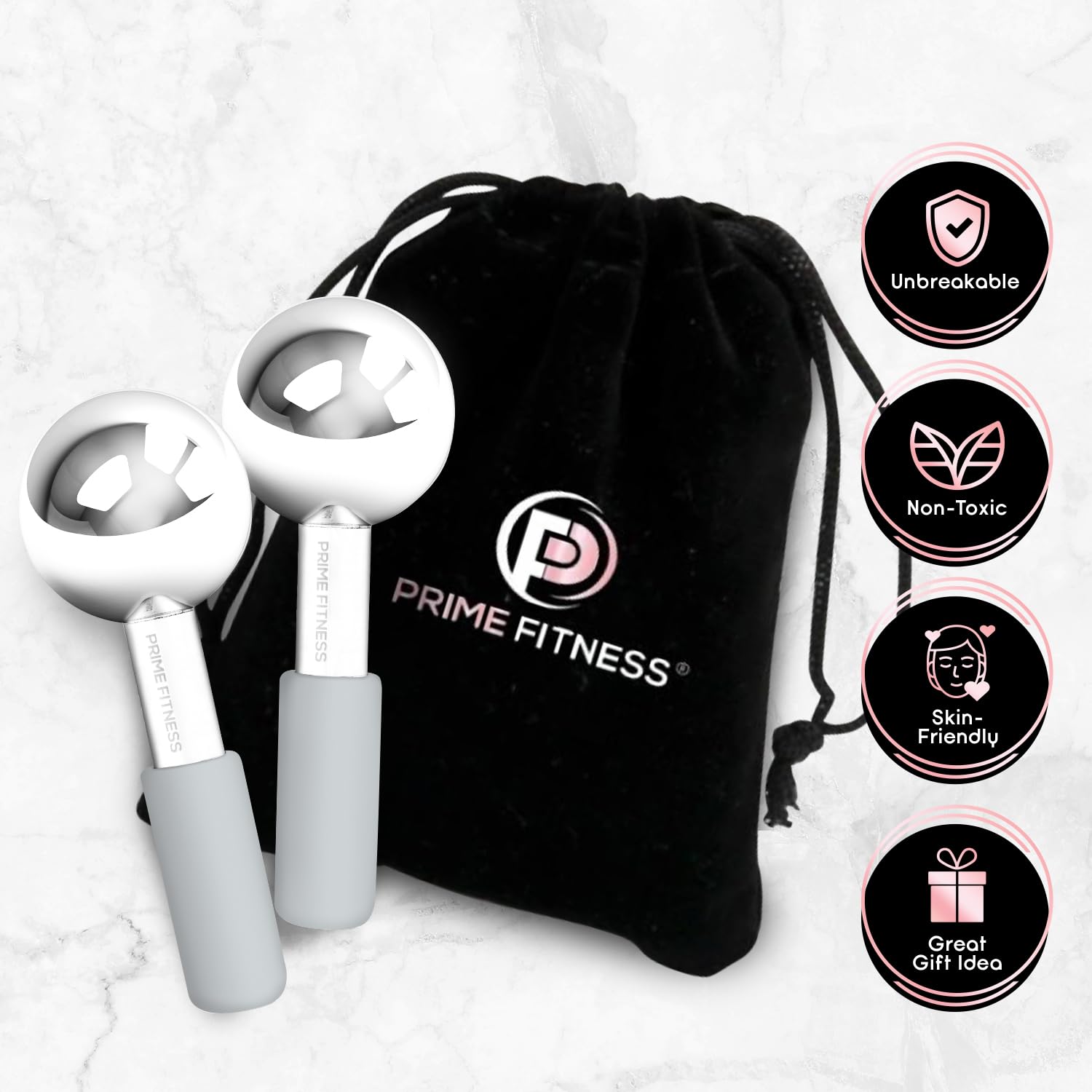Cryo Facial Ice Globes – Unbreakable Stainless Steel Cooling Roller & Massager for Face, Neck & Eyes | Reduces Dark Circles, Puffiness, Wrinkles & Boosts Collagen | Perfect for Morning Routine, Spa Days & Post-Workout Recovery (Gray)