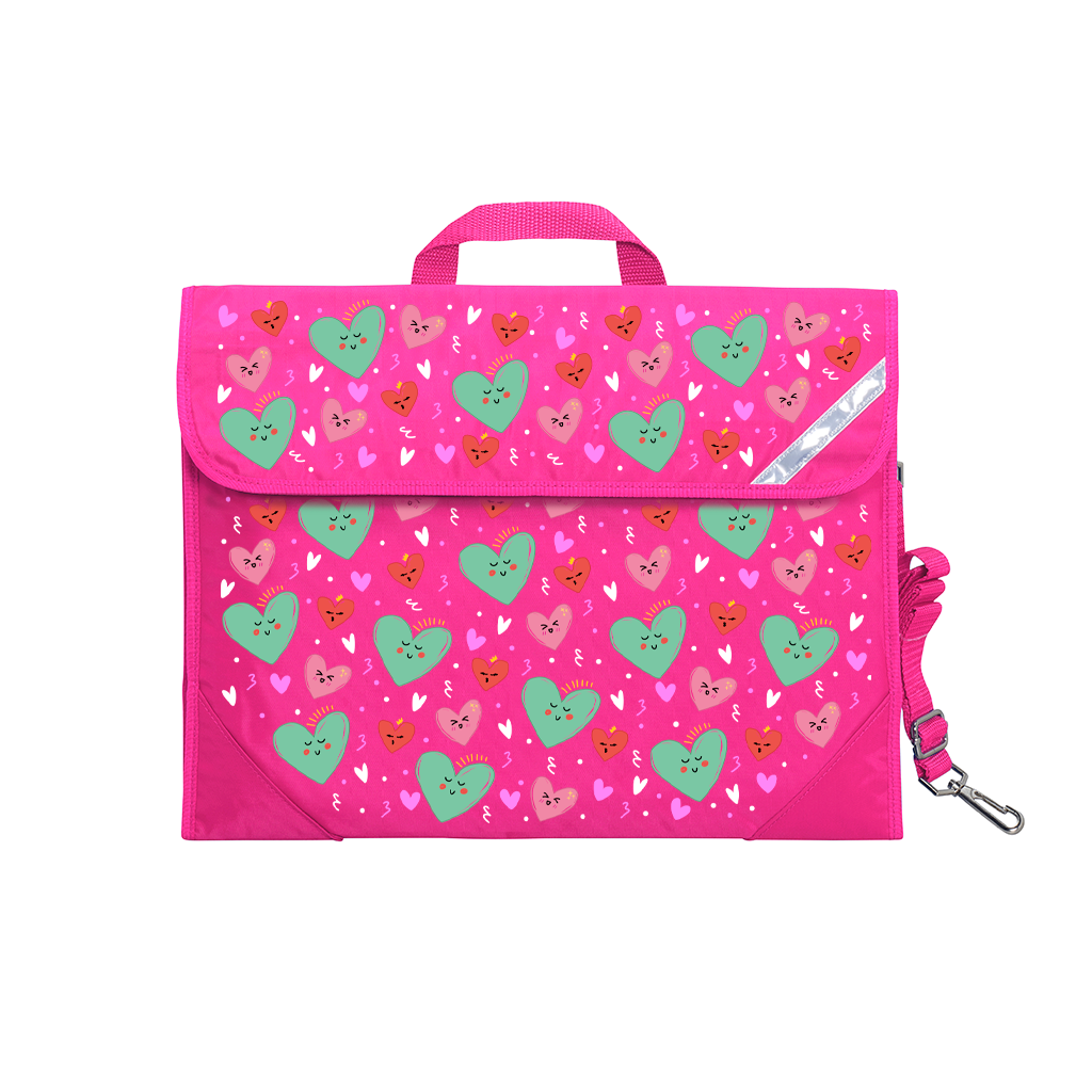 Sweet Hearts Safety Library Bags for Kids - Durable Book Bags with Reinforced Handles for School, Travel & Daily Use - Perfect for Carrying Books, Toys & Essentials