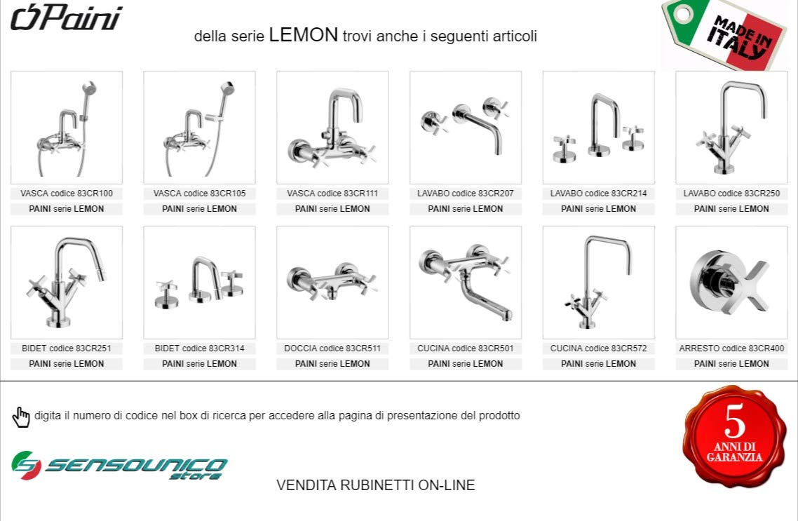 Complete Outdoor Shower Set - PAINI LEMON Series 83CR100 | Durable Stainless Steel Shower Kit for Poolside, Garden & Beach Use