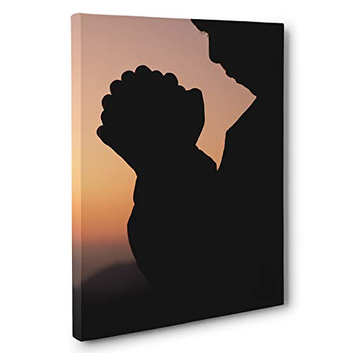 Sunset Prayer Canvas Wall Art - Inspirational Religious Home Decor for Living Room, Bedroom & Office