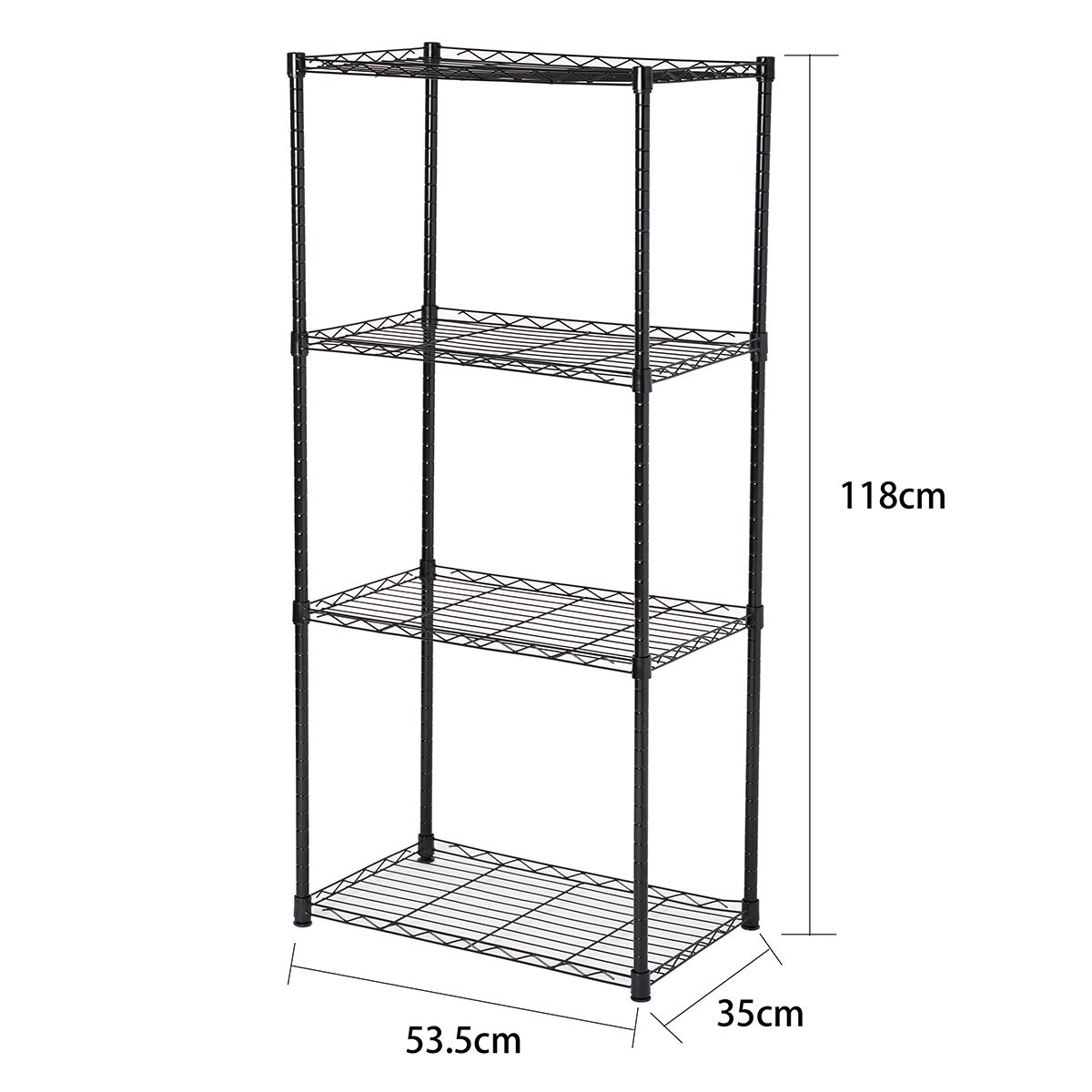 4-Tier Metal Wire Shelf Storage Rack - Heavy Duty Organizer for Pantry, Laundry, Bathroom & Kitchen - 21