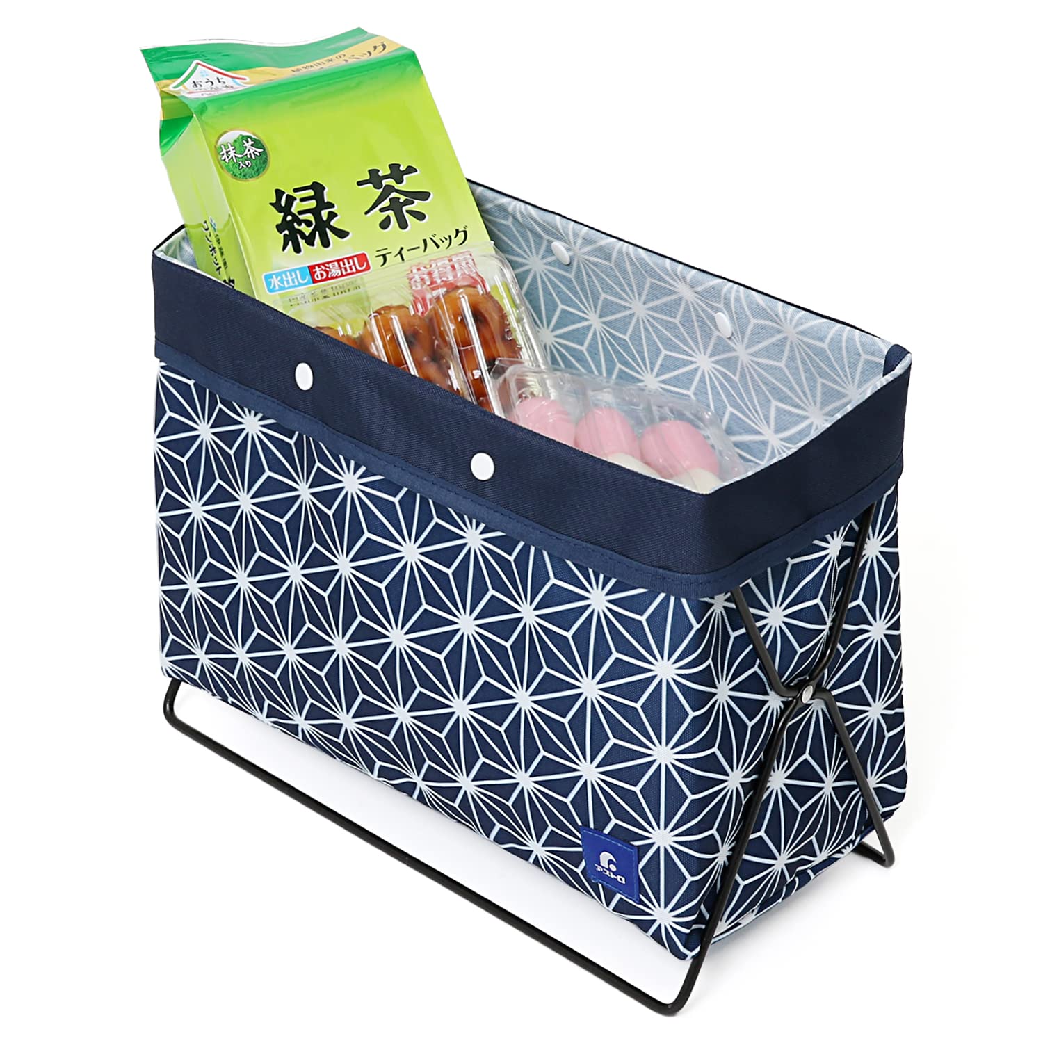 Astro 821-80 Navy Hemp Leaf Storage Case - Foldable Magazine Rack, Luggage Holder & Side Wagon - 13 x 6.3 x 9.8 Inches (33 x 16 x 25 cm) - Perfect for Home Organization, Office Storage & Travel Accessories