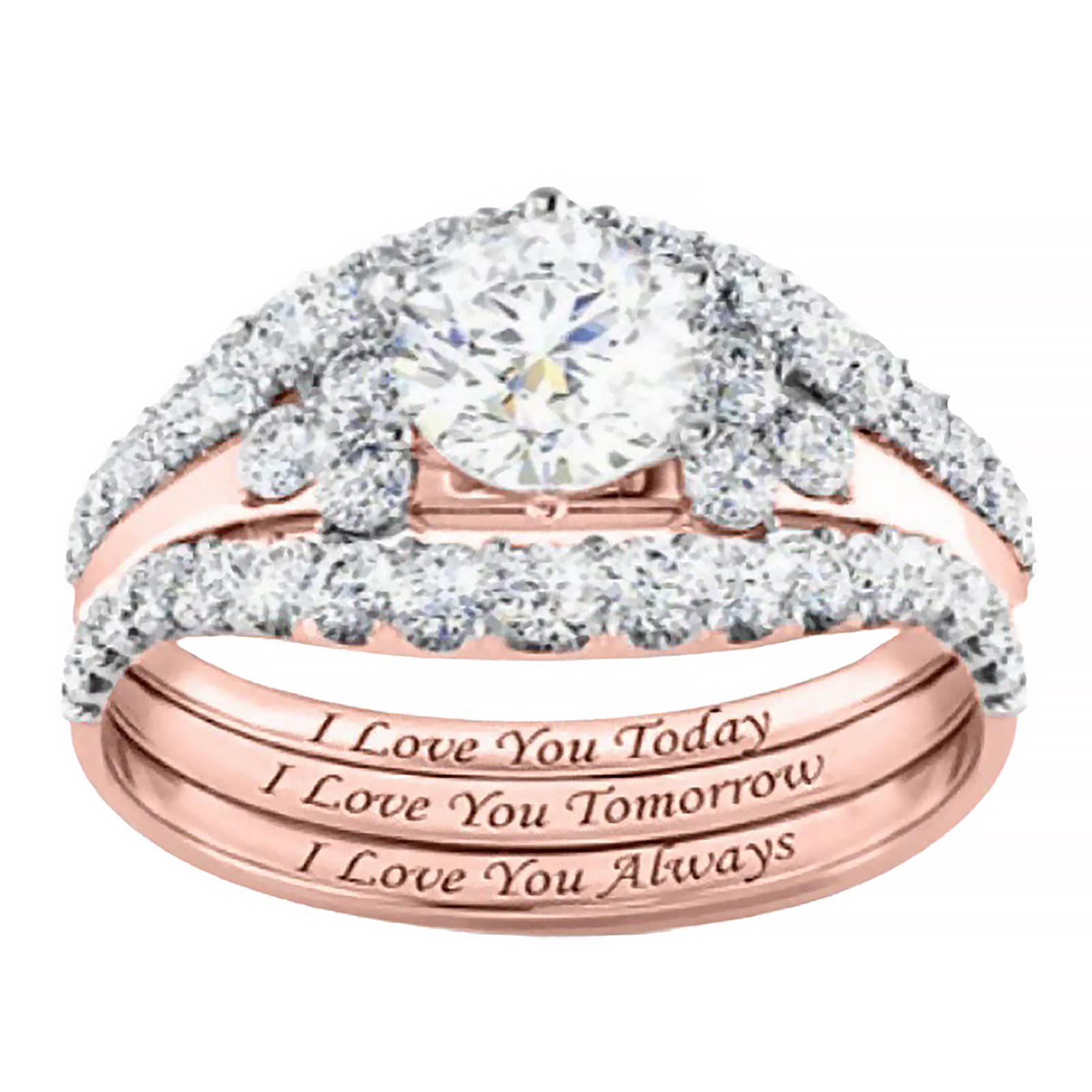 Stackable Couple Rings Set - Elegant Rose Gold Knuckle & Statement Rings for Women, Men, Girls - Perfect Gift for Anniversaries, Weddings & Parties (US Size 8, Electroplated Alloy, Sparkling Design)
