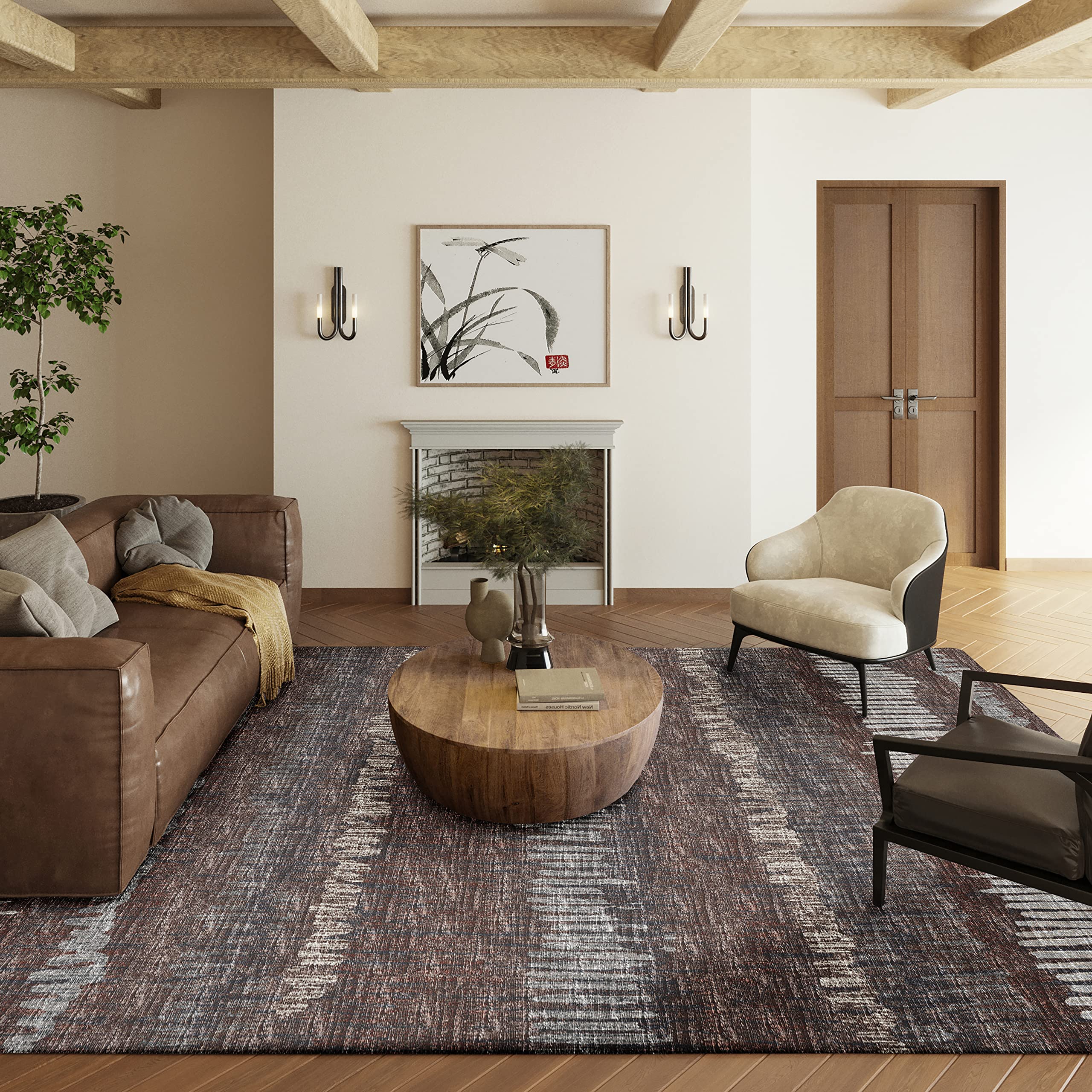 Addison Rugs Rylee ARY34 Brown Washable 9' x 12' Indoor Outdoor Area Rug | Machine Washable, Non-Shedding, Easy Clean | Perfect for Bedroom, Living Room, Dining Room, Kitchen, Entryway & Patio | Durable & Stylish Home Decor