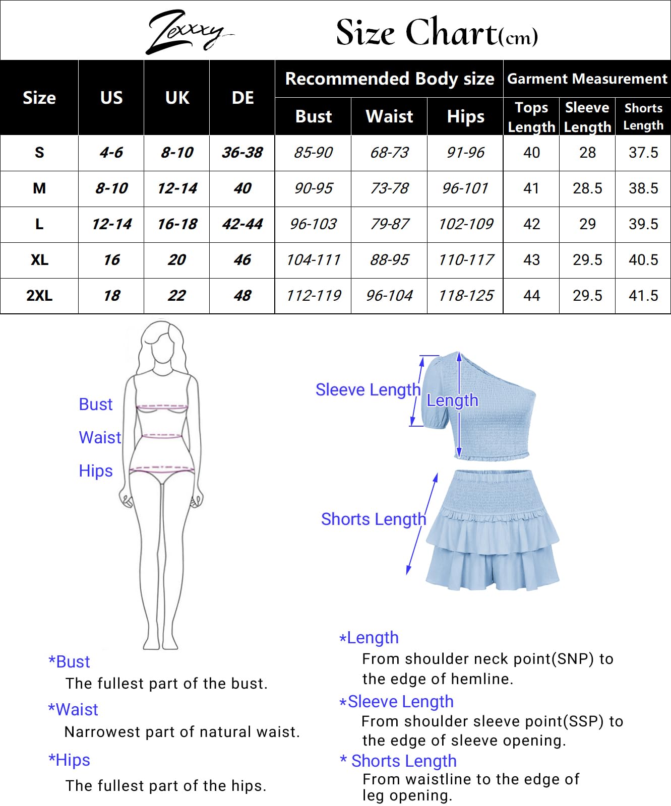 Zexxxy Women's 2 Piece Outfit - Sexy One Shoulder Crop Top & High Waist Shorts Set | Summer Casual Wear for Beach, Vacation & Party Outfits