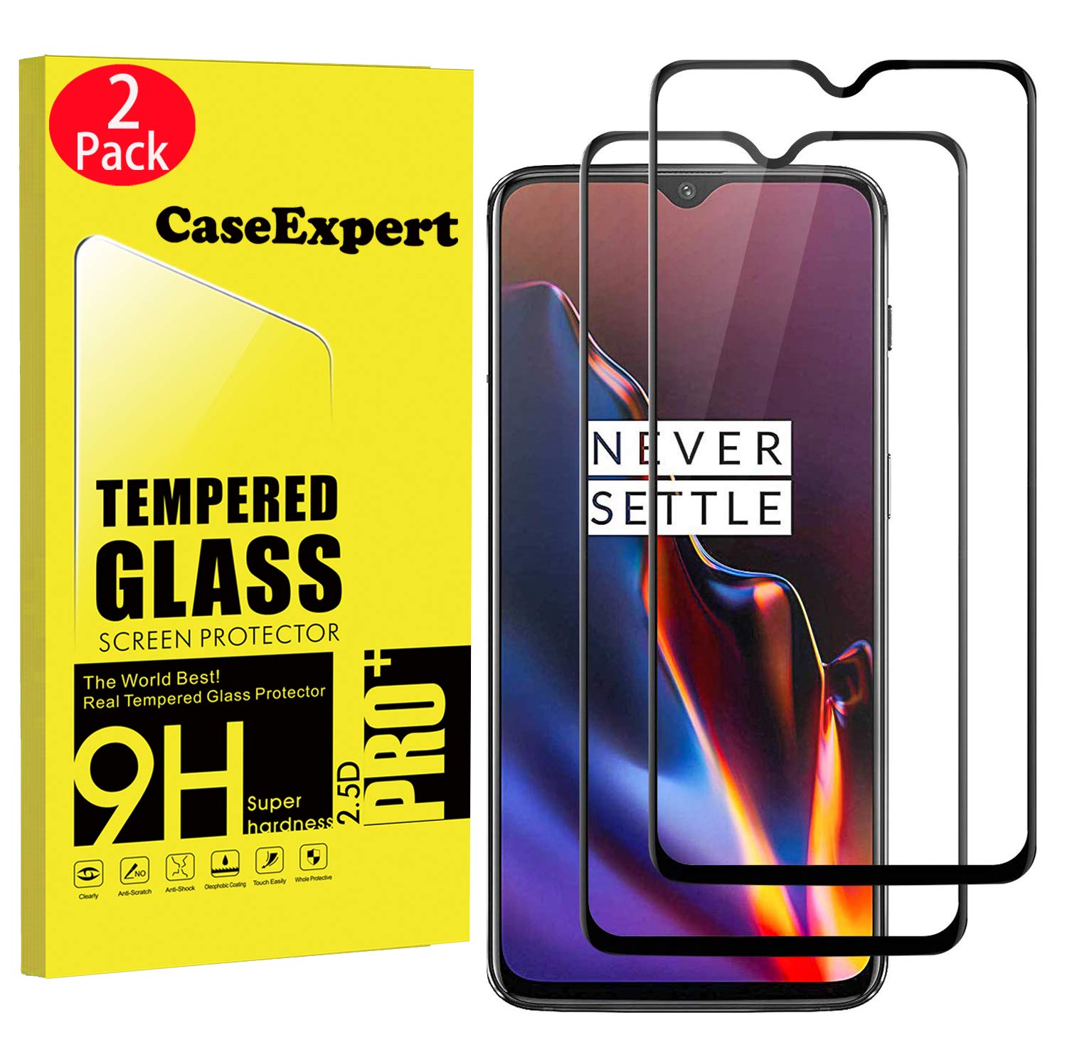 2 Pack OnePlus 7 Tempered Glass Screen Protector - 9H Hardness, HD Clear, Anti-Scratch, Bubble-Free with Microfiber Cleaning Cloth - Perfect for Work, Travel & Everyday Protection