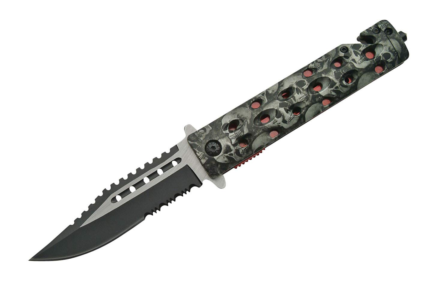 SZCO Supplies Assisted Opening Skull Knife - Tactical Folding Knife with Pocket Clip - Perfect for Camping, Hunting & Outdoor Survival Gear