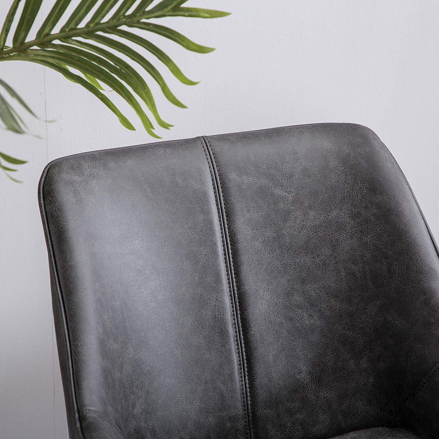 Modern Charcoal PU Leather Accent Chairs Set of 2 - Contemporary Living Room Armchairs & Dining Room Side Chairs - Perfect for Small Spaces, Apartments & Home Offices