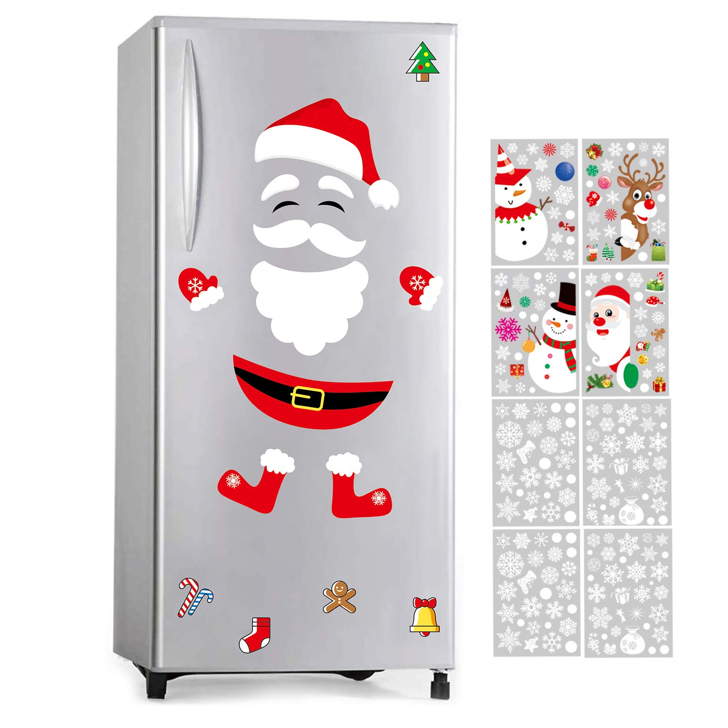 CERLMLAND Santa Claus Fridge Magnets Set - 18 Pcs Christmas Refrigerator Stickers & 8 Holiday Window Decals for Scratch-Free Decorations | Perfect for Holiday Home Decor, Office, and Gift Giving