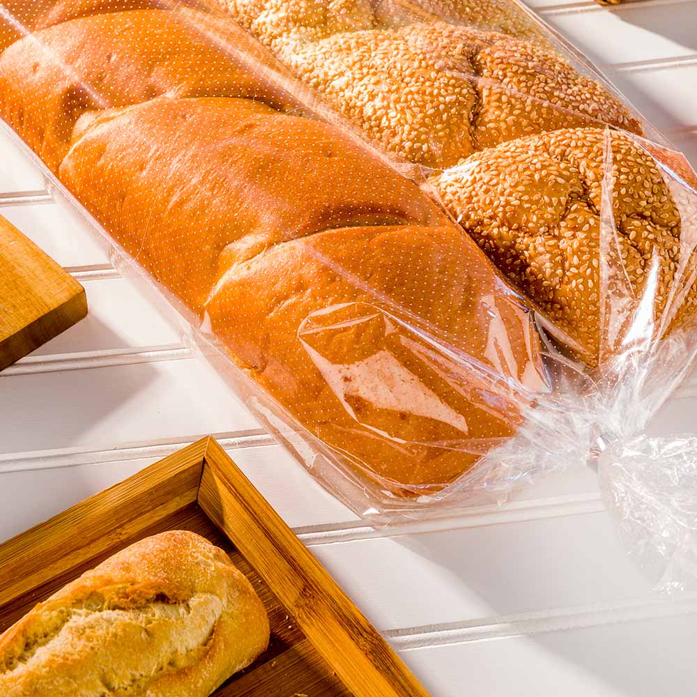 Clear Plastic Bread Bags with Micro Perforations & Wicket Dispenser - 24x13 Inches, 250 Count Box - Perfect for Bakeries, Grocery Stores & Food Packaging