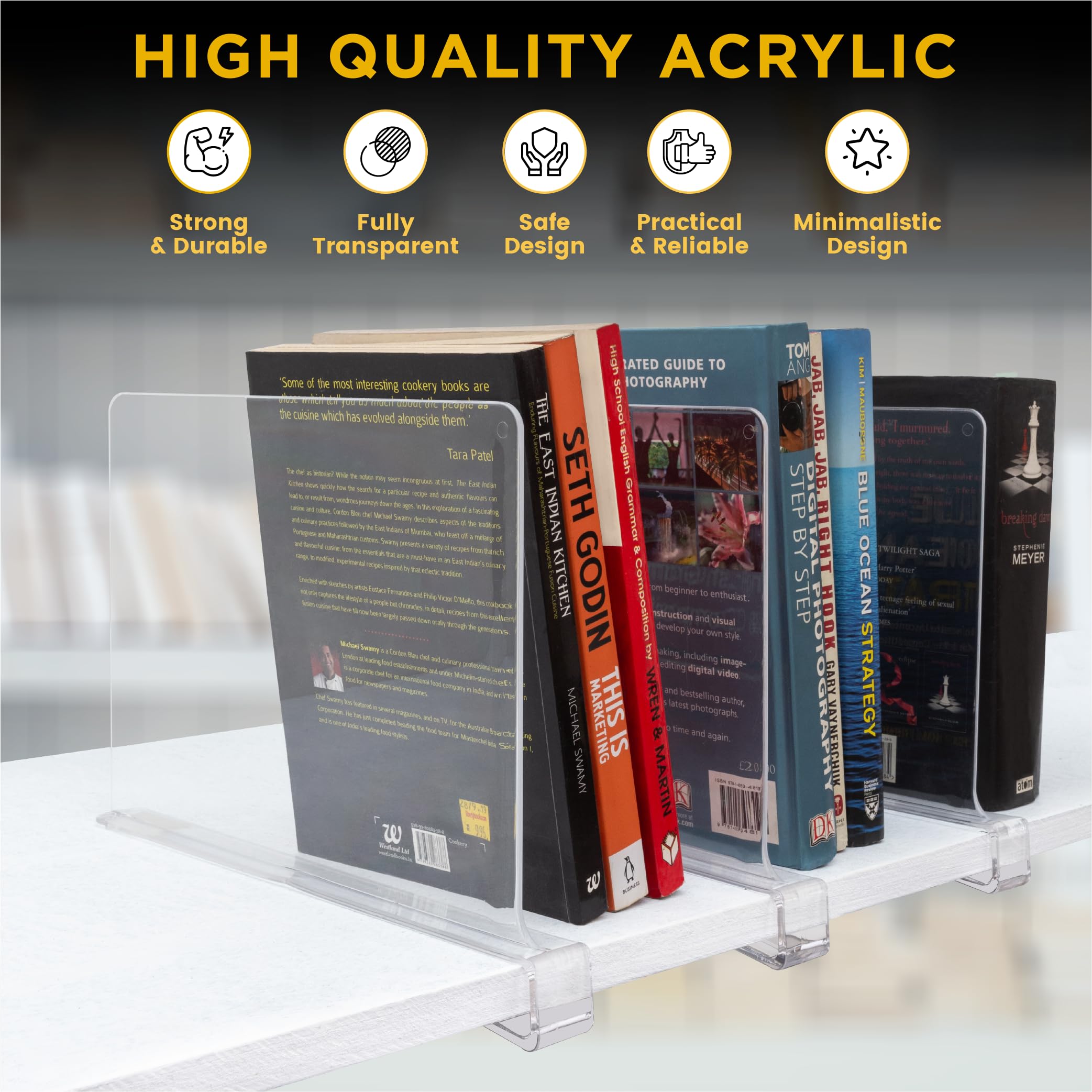 Clear Acrylic Shelf Dividers for Closet Organization - 4 Pack Plastic Shelf Organizers for Clothes, Purses & Storage - Perfect for Bedroom, Kitchen & Office Shelves - Space Saving Home & Office Organization Solution