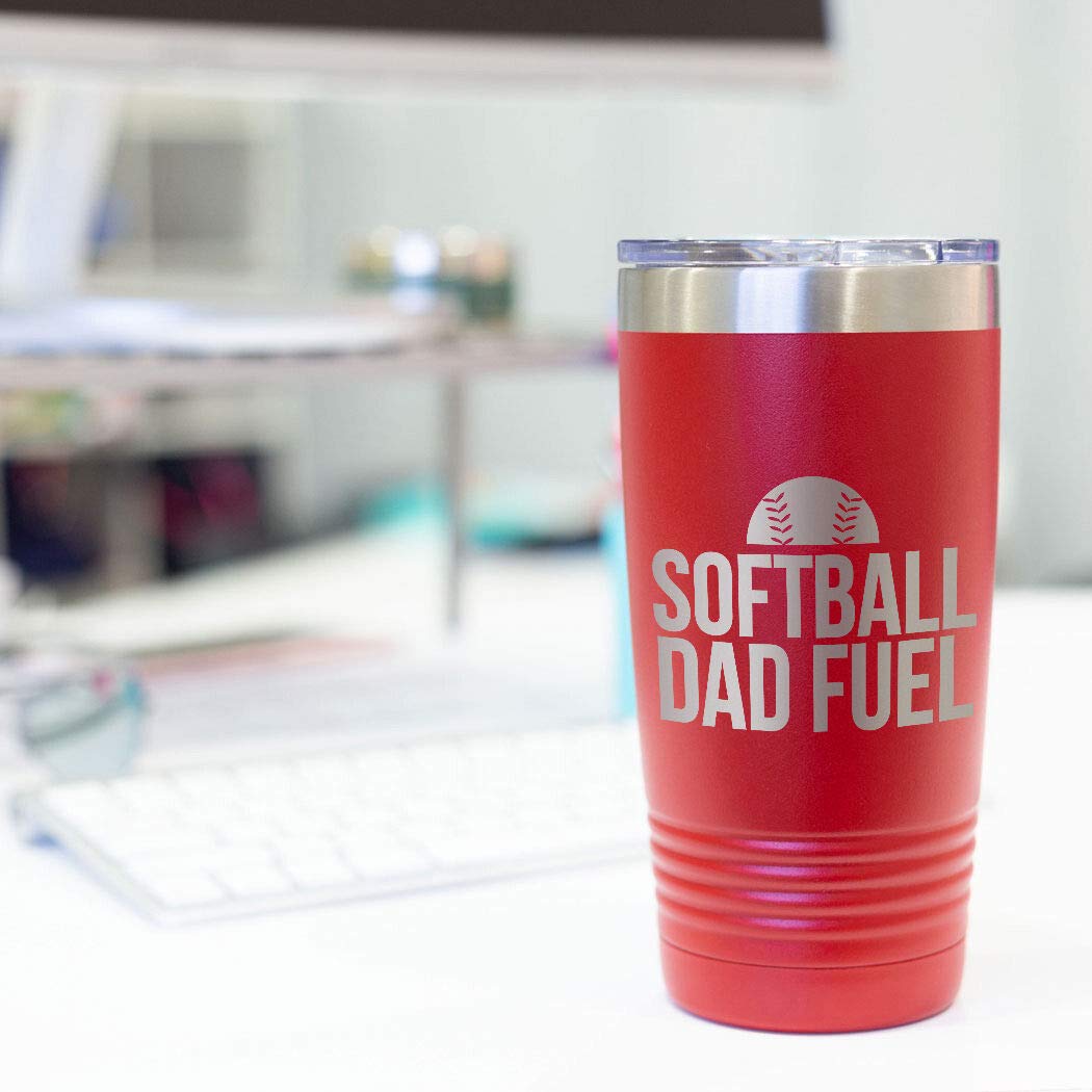 ChalkTalkSPORTS 20 oz Double Insulated Softball Tumbler Cup - Leakproof Stainless Steel Travel Mug for Softball Players & Coaches - Perfect for Games, Practices & Tailgating (Red)