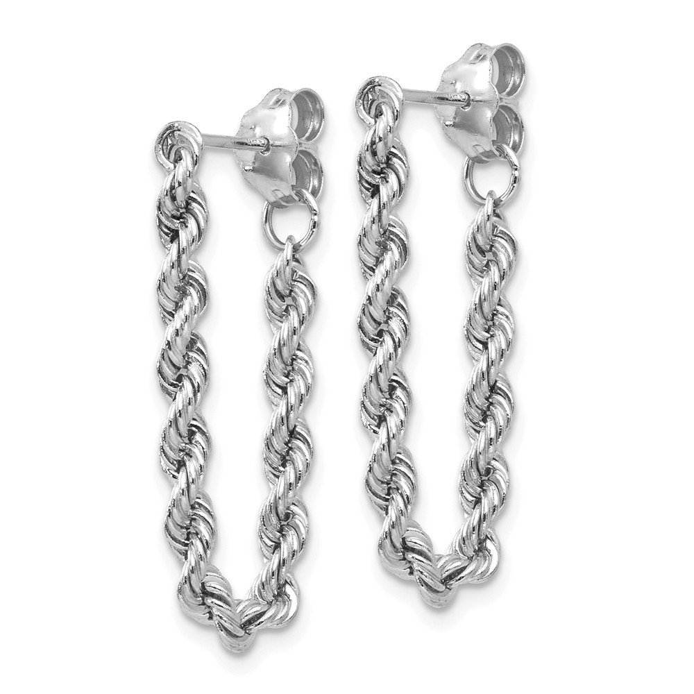 14K Solid White Gold Rope Chain Dangle Post Earrings for Women - Elegant Everyday & Evening Jewelry Gift for Her