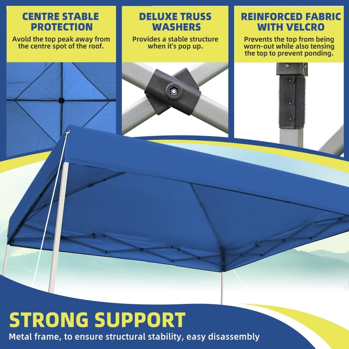 Durable Ez Pop-up Canopy Tent Commercial-Series (6x6ft, Blue) - Perfect for Outdoor Events, Farmers Markets & Beach Parties