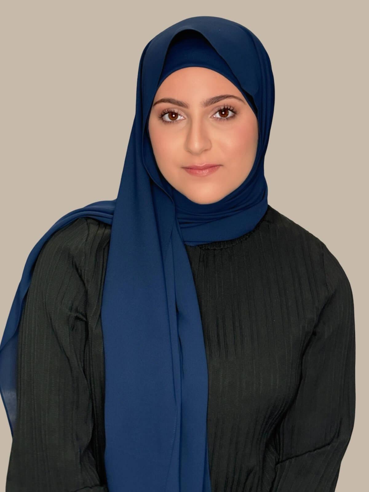 Stylish Navy Chiffon Hijab Set for Women - Perfect for Daily Wear, Work & Special Occasions
