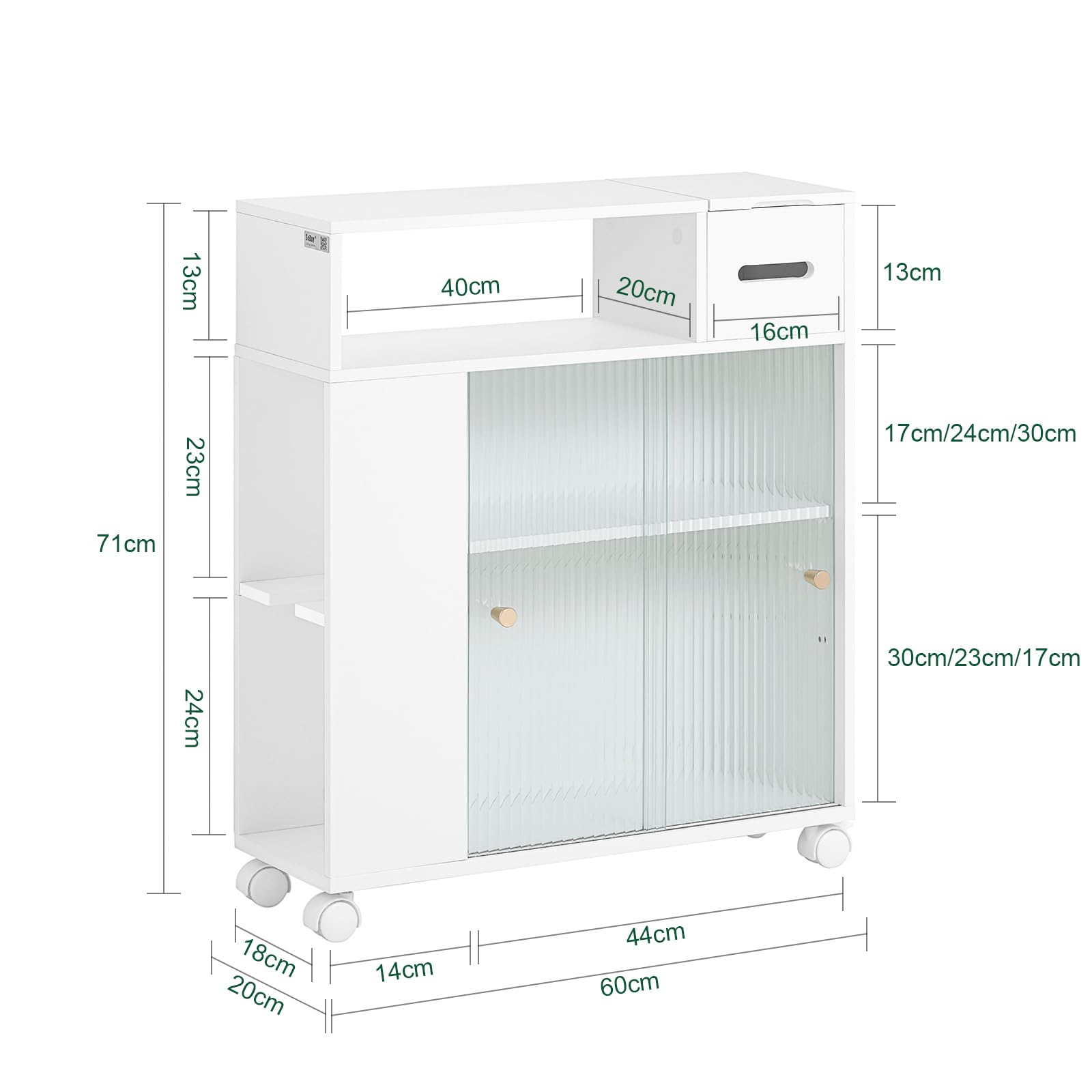 Haotian White Bathroom Magazine Holder - Narrow Toilet Storage Cabinet with Glass Doors for Bathroom Organization | Perfect for Small Spaces & Paper Roll Storage