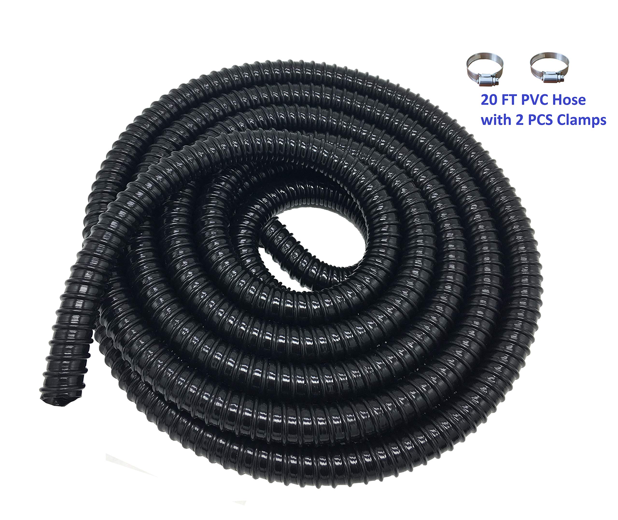 3/4 Inch ID Black PVC Corrugated Pond Tubing - 20 Feet Flexible Aquarium Hose for Waterfalls, Ponds & Fountains | Durable Water Feature Tubing for Outdoor Landscaping & Fish Tank Setup