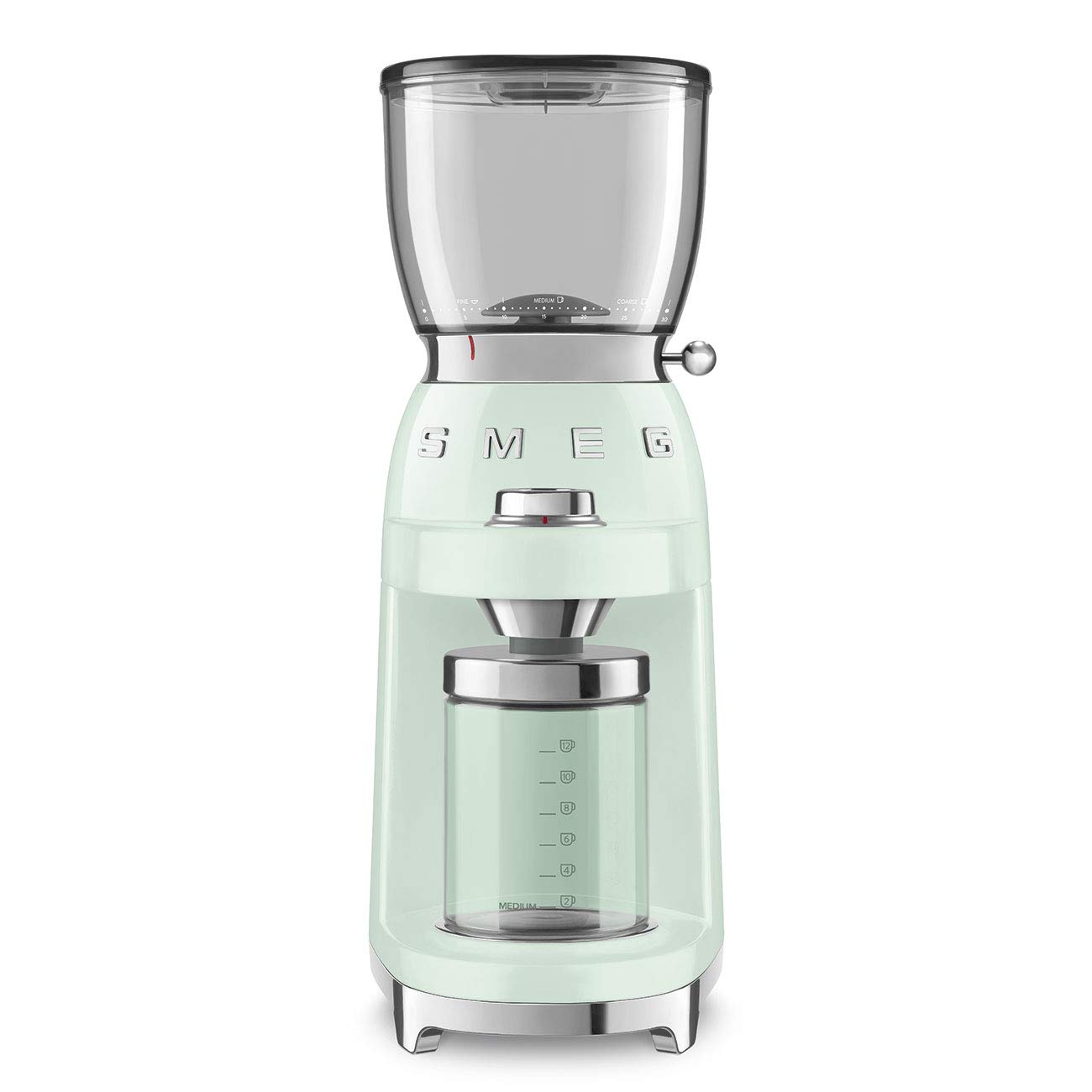 SMEG Retro-Style Electric Coffee Grinder for Fresh Ground Beans - Pastel Green Vintage Design - Perfect for Home, Office & Espresso Bar Use