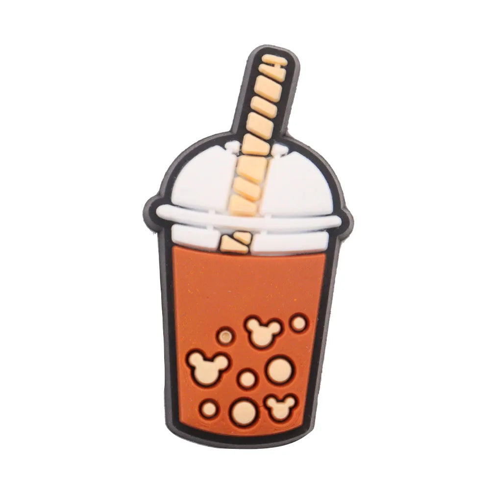 1PCS PVC Shoe Charms - Cute Bubble Tea Drink Rabbit Heart Sandals Decoration for Wristbands & Slippers | Fun Accessories for Kids, Girls Gift Ideas | Perfect for DIY Crafts, Party Favors & Fashion Styling