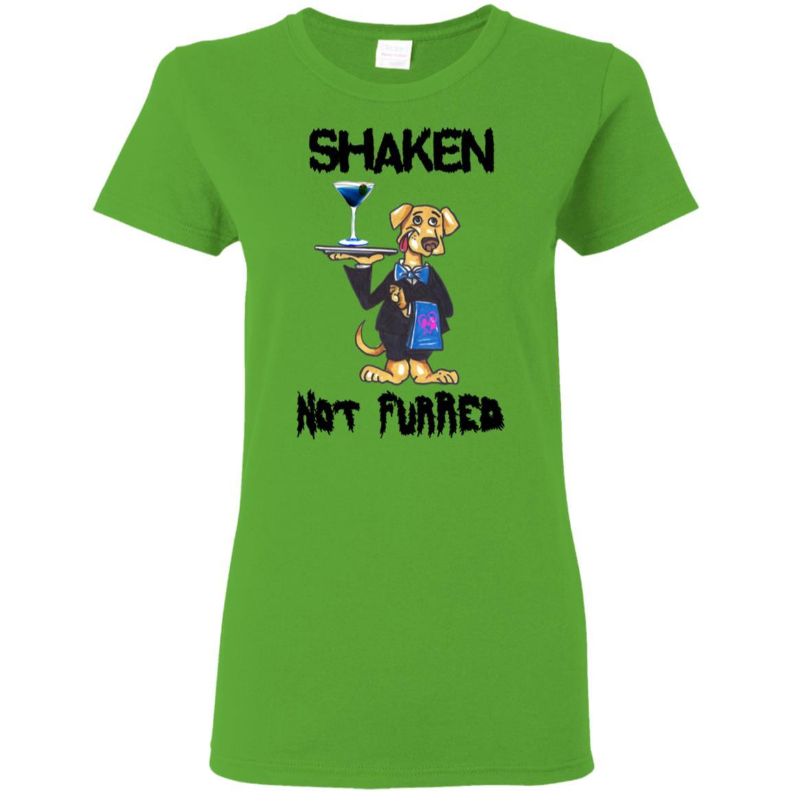 WineyBitches.Co Shaken Not Furred Women's 5.3 oz Cotton T-Shirt - Perfect for Casual Wear, Girls Night Out & Wine Tasting Events