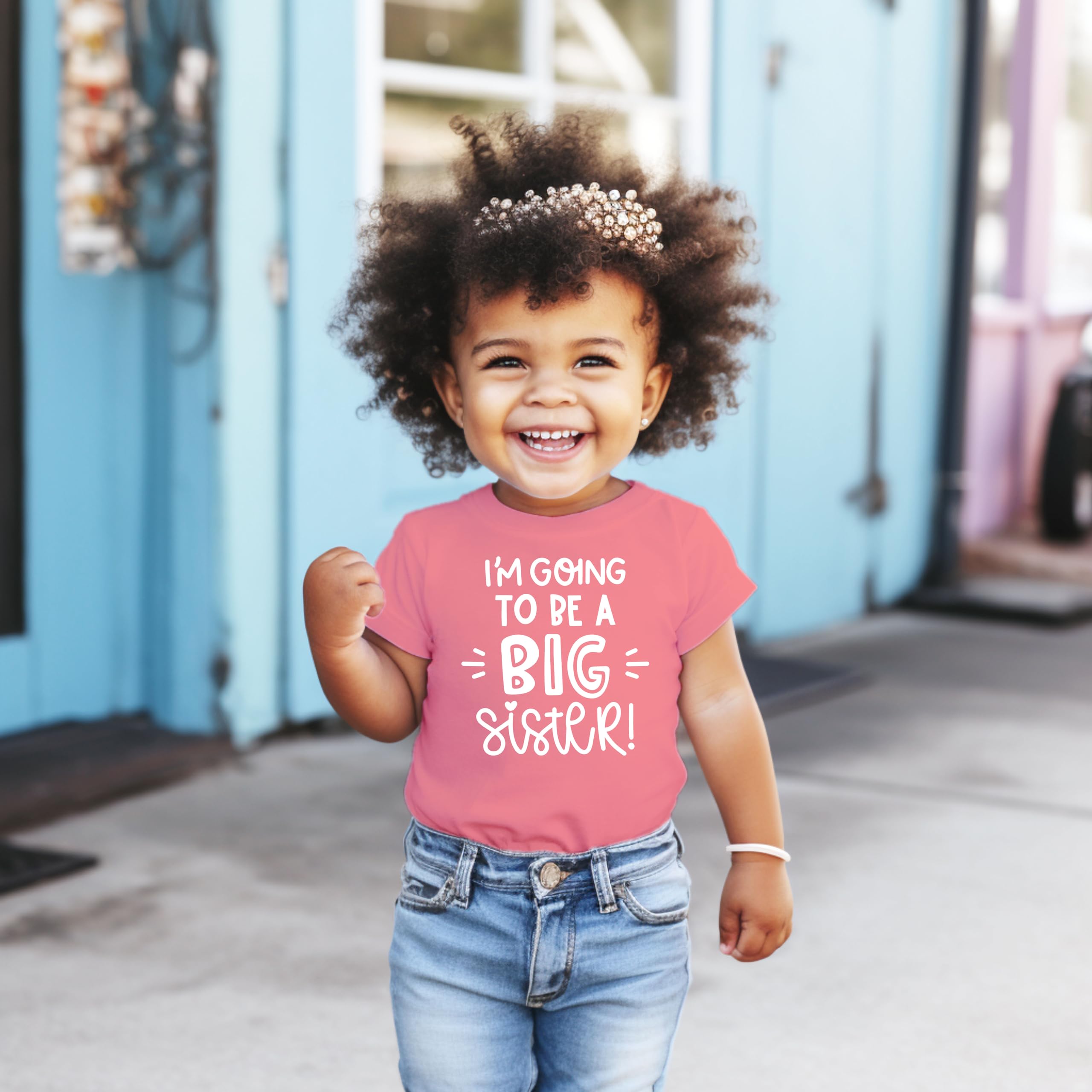 Olive Loves Apple Big Sister Announcement T-Shirt - 'I'm Going to Be A Big Sister' New Sibling Pregnancy Reveal Tee for Toddlers & Kids - Perfect for Gender Reveal Parties & New Baby Announcements