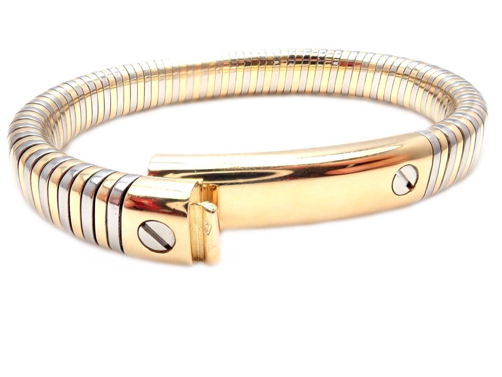 Authentic Vintage Van Cleef & Arpels 18k Yellow Gold & Steel Bangle Bracelet - Luxury Jewelry for Women, Perfect for Weddings, Parties & Special Occasions