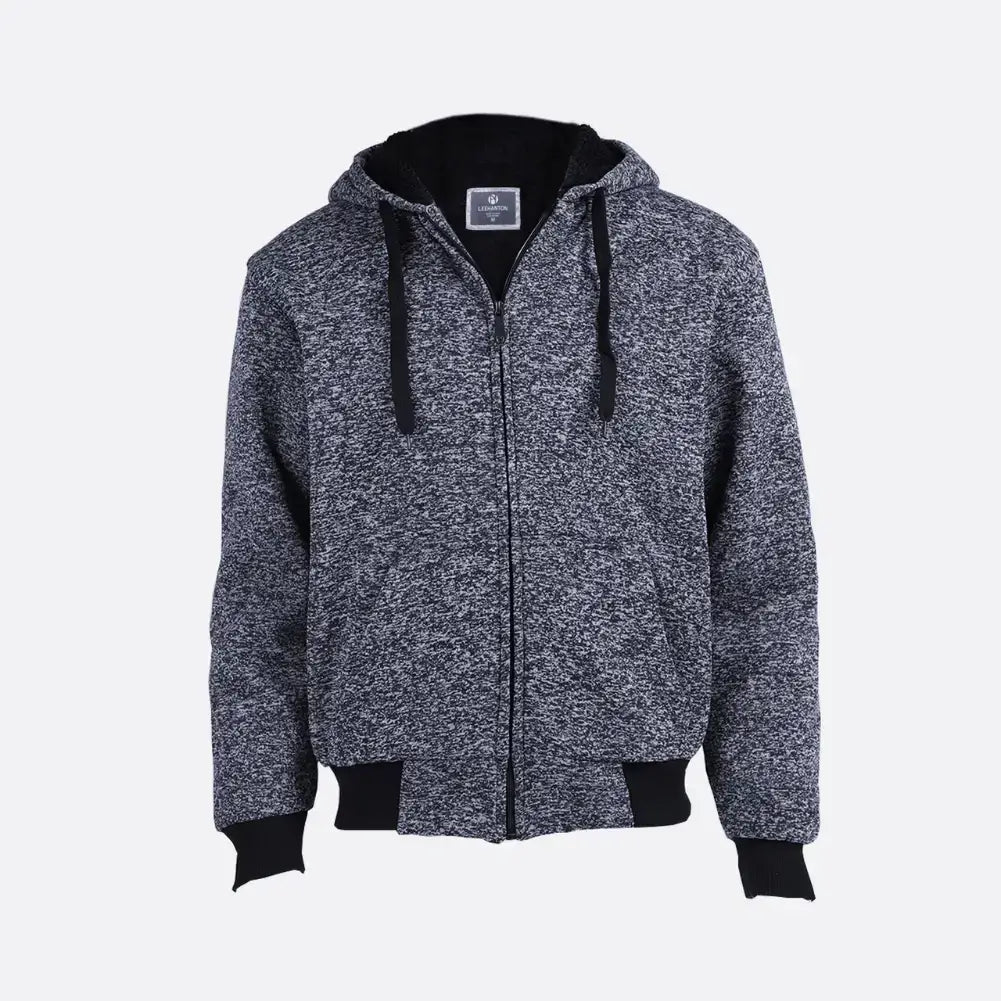 Men's Warm Sherpa Lined Hoodie - Soft Fleece Pullover with Kangaroo Pocket for Winter Outdoor Activities & Casual Wear