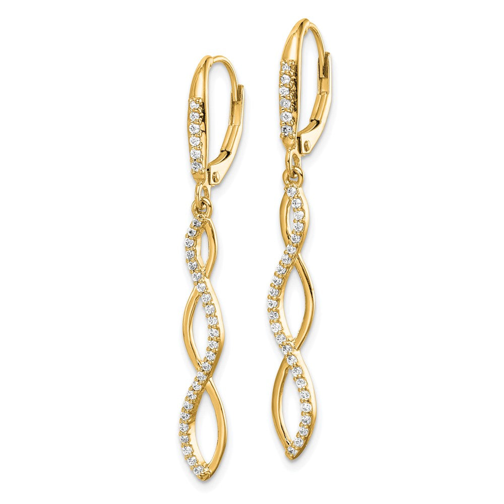 14K Gold Diamond Leverback Earrings for Women - Elegant Fancy Dangle Drop Earrings (Model EM4181 033 YA) - Perfect for Weddings, Parties & Special Occasions