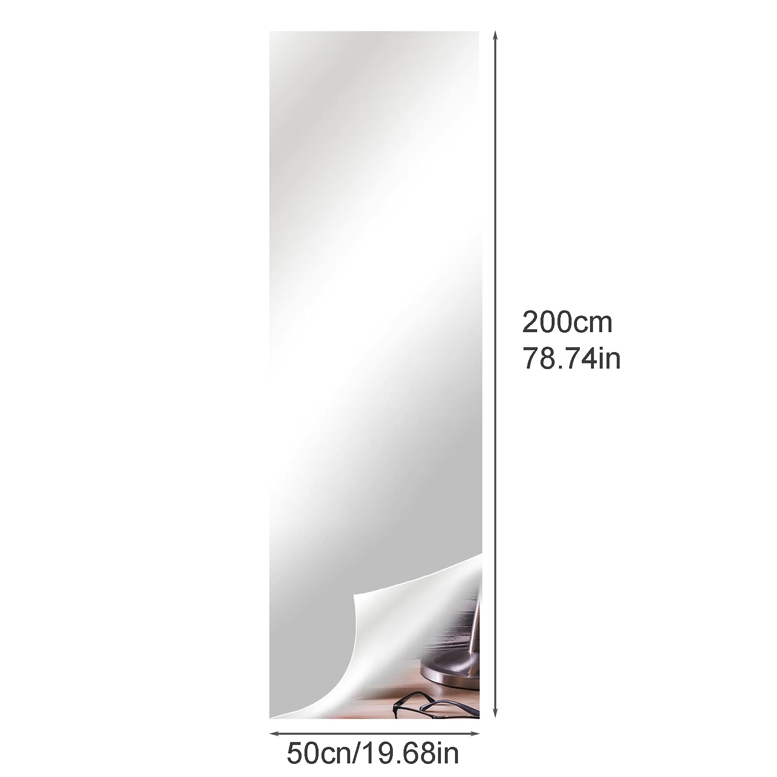 2 Pack Flexible Acrylic Mirror Stickers - Self-Adhesive Silver Wall Mirror Film (50cm x 200cm x 0.1mm) for Bathroom, Home Decor & DIY Projects - Shatterproof Non-Glass Mirror Tiles for Bedroom, Closet & Vanity Makeup Areas