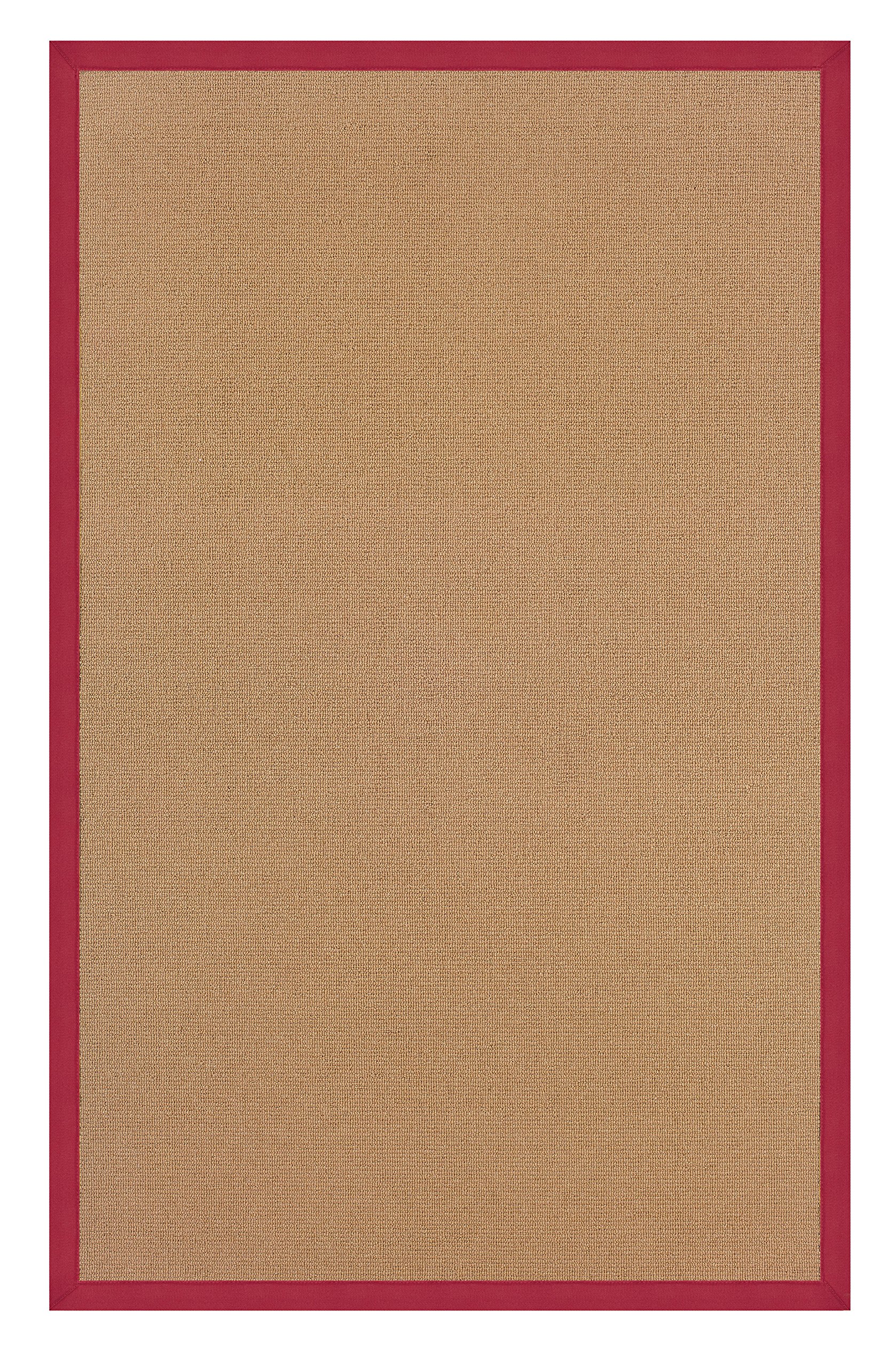Linon Athena Collection 8x11 Brown Natural Fiber Area Rug - Handwoven Jute & Cotton, Non-Slip Backing - Perfect for Living Room, Bedroom or Dining Room Decor