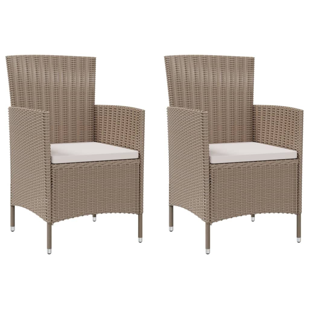 vidaXL Durable Poly Rattan Patio Chairs with Thick Padded Cushions - Beige/Cream Outdoor Furniture Set for Garden, Poolside & Backyard Relaxation