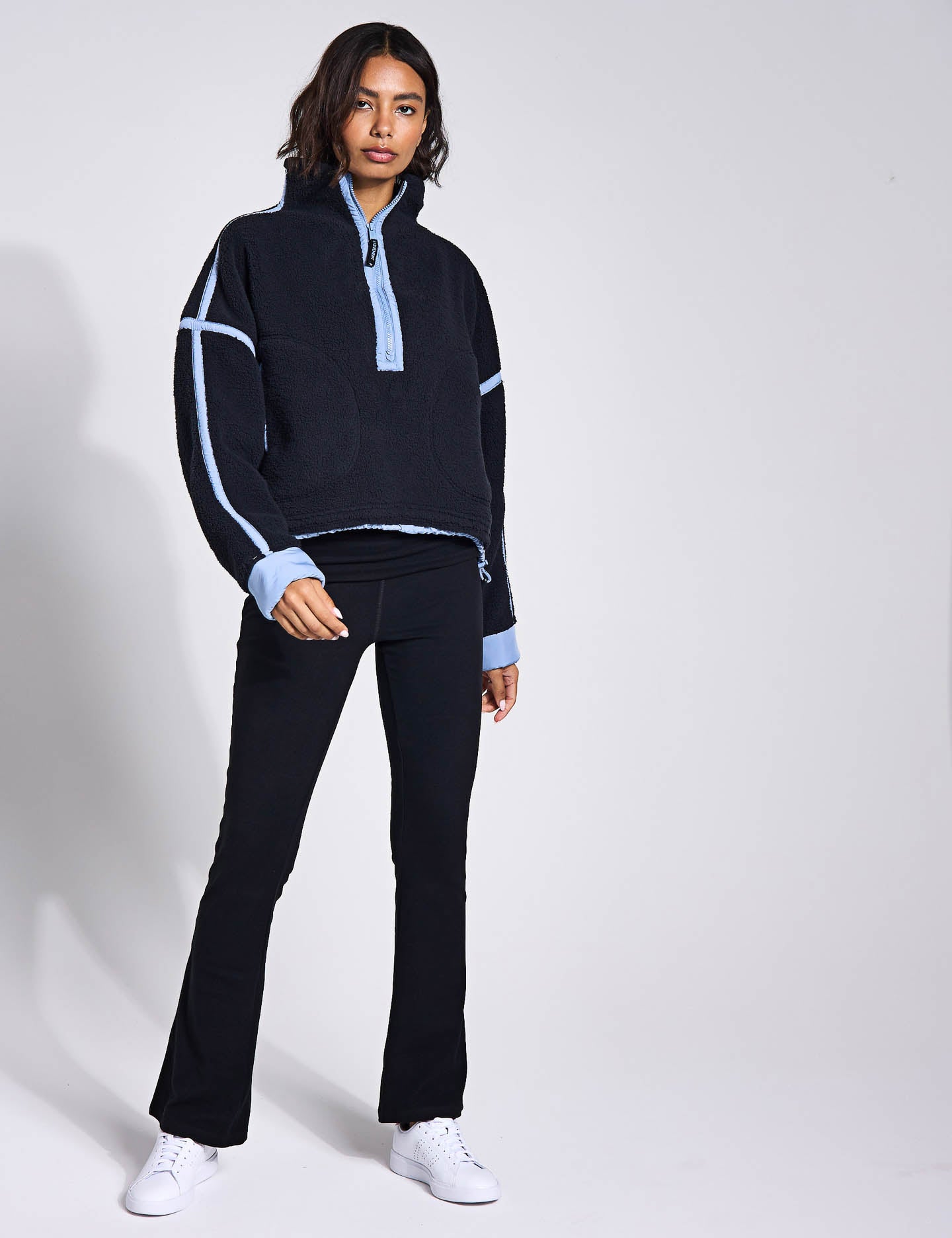 Mountain High 1/2 Zip Fleece Jacket - Black & Blue Grey Combo | Warm & Comfortable Outdoor Pullover for Hiking, Camping & Casual Wear