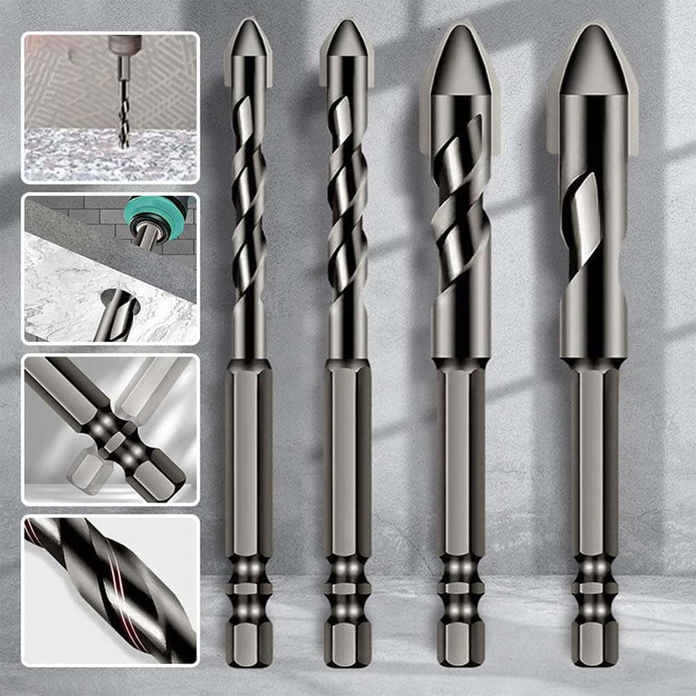 High-Strength Eccentric Twist Drill Bit Set - 4PCS 6/8/10/12mm Spiral Drill Bits - Hardened Steel Oblique Head for Metal, Wood & Plastic - Perfect for DIY, Construction & Precision Drilling