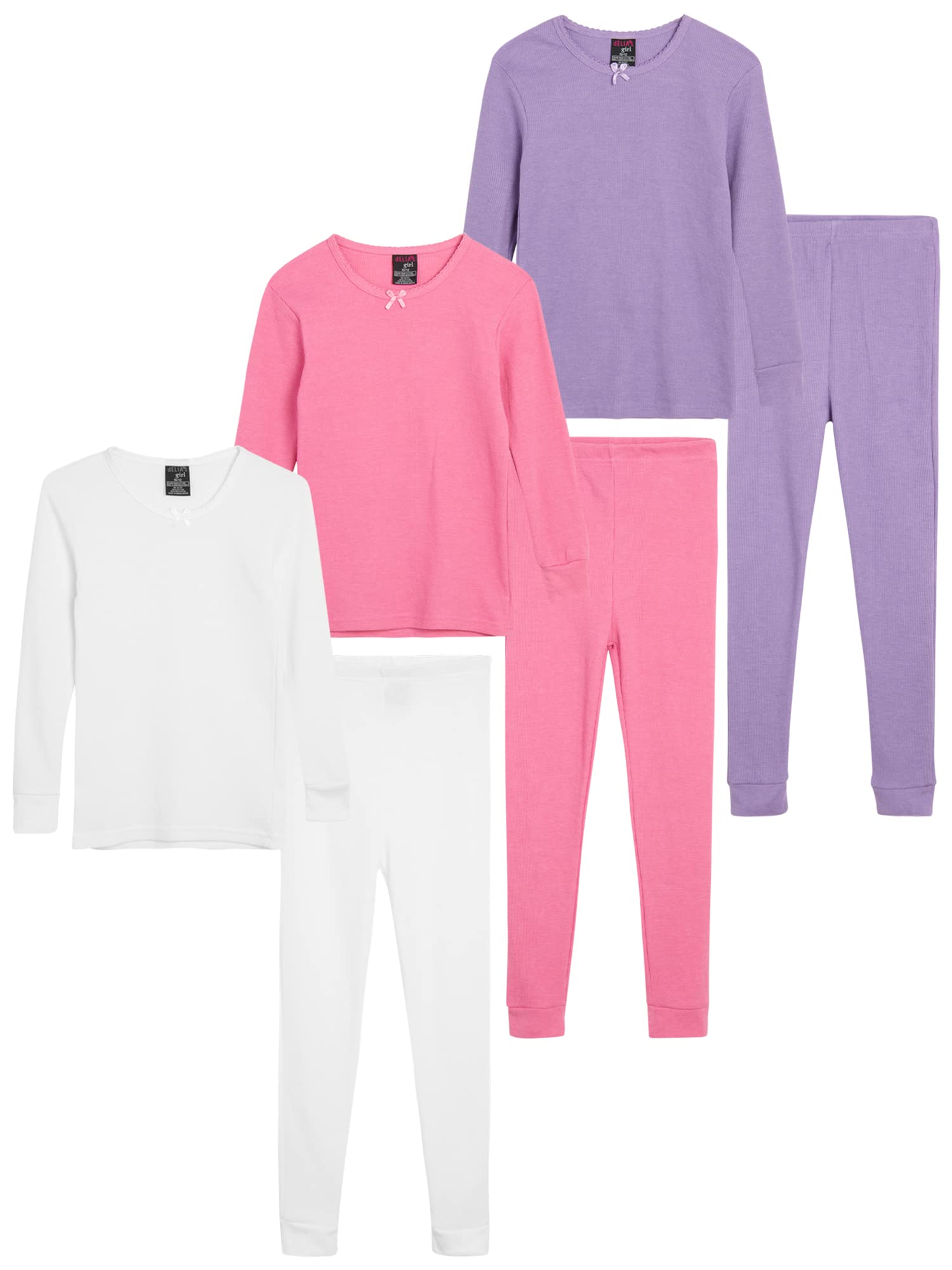 Girls' Thermal Underwear Set - 6 Piece Waffle Knit Top & Long Johns for Cold Weather - Warm Winter Base Layer (2T-16) - Perfect for Snow Play, Skiing & Outdoor Activities