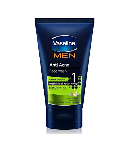 Vaseline Men's Anti Acne Face Wash for Sensitive Skin - Gentle Cleanser to Restore Healthy & Fresh Skin | Travel Size 50g | Perfect for Gym, Travel & Daily Skincare Routine