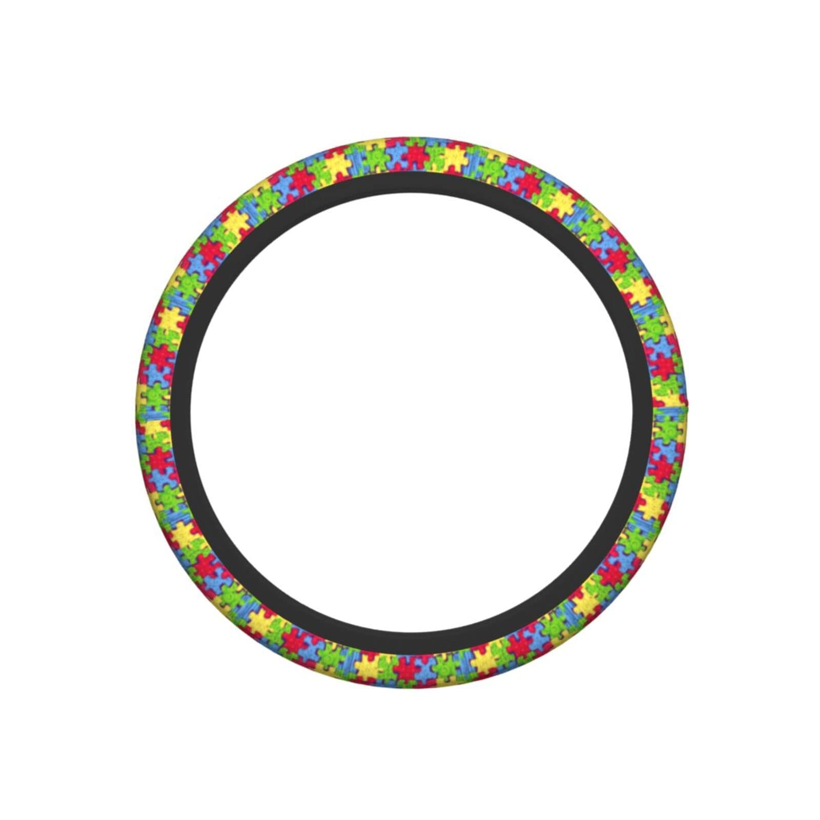 Autism Awareness Non-Slip Steering Wheel Cover - Universal 15 Inch Durable Car Accessory for Safe Driving | Perfect for Autism Supporters & Sensory-Friendly Driving