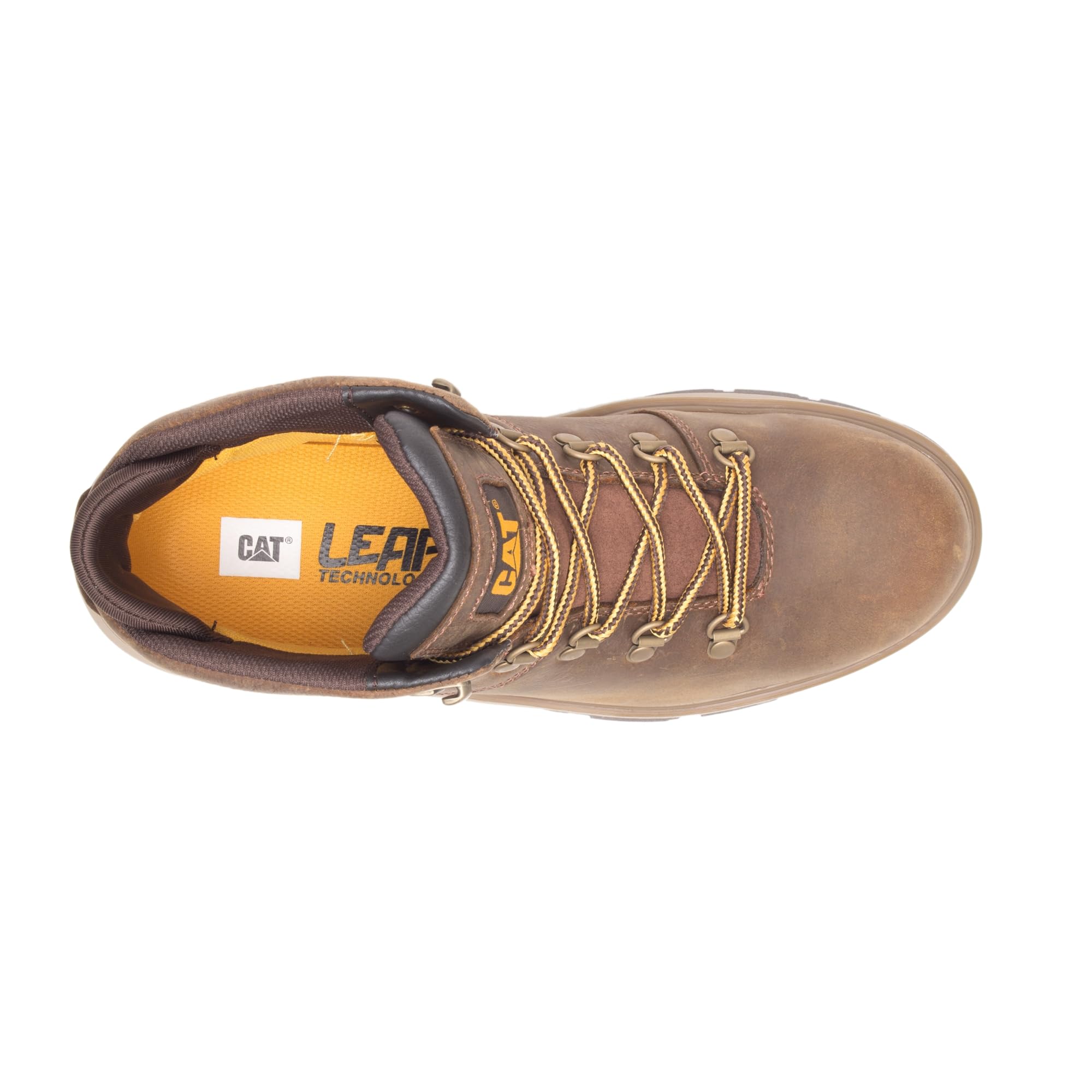 Cat Footwear Men's Exposition Hiker Waterproof Construction Boot - Durable Work Boots for Outdoor & Hiking - Pyramid Brown, Size 12 - Ideal for Construction Sites, Hiking Trails & Rough Terrain