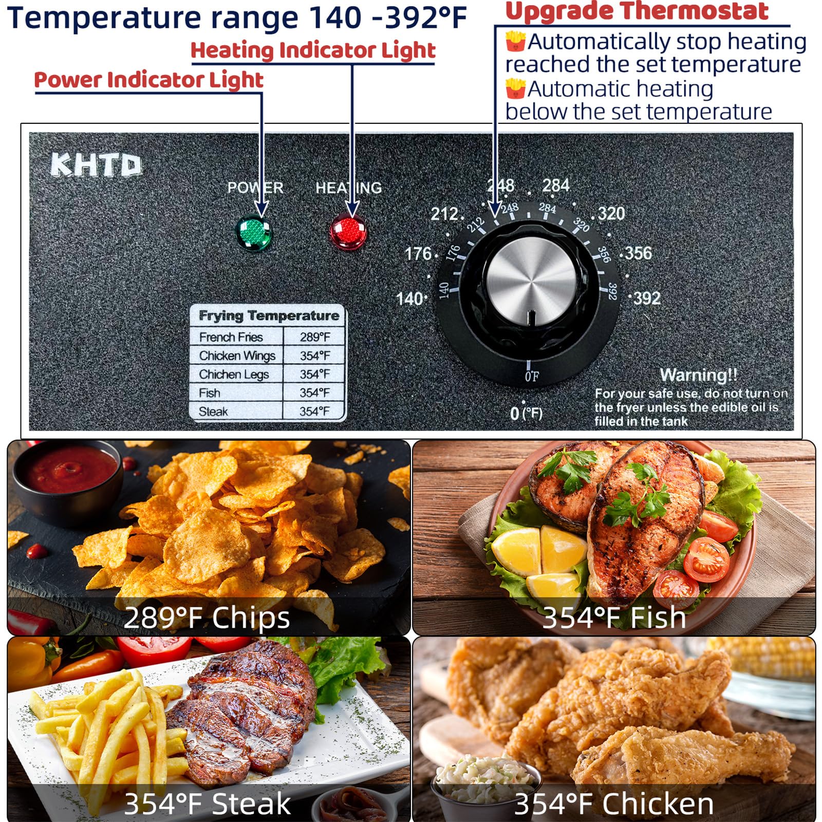 Commercial Deep Fryer with Basket - 12.7QT Large Capacity Stainless Steel Electric Oil Fryer 3400W for Restaurant, Food Truck, or Home Kitchen - Perfect for Frying Chicken, Fish, French Fries & Donuts