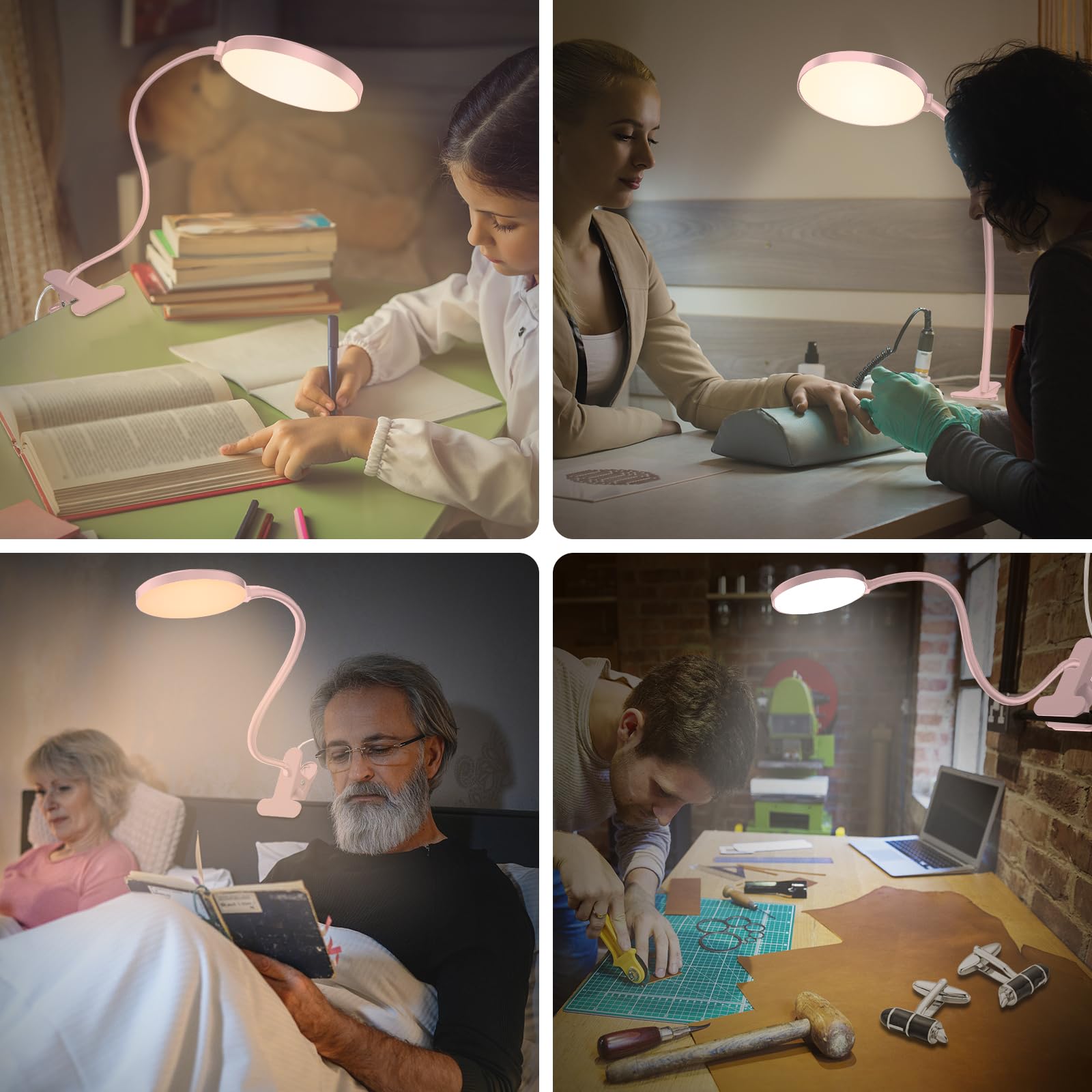 LED Desk Lamp with Remote Control - Dimmable Clip-On Reading Light, Flexible Gooseneck with 1H Timer & Nightlight, RA>95 for Study, Office, Bedroom (3.5'' Clamp, Adapter Included) - Perfect for Night Reading, Working & Studying