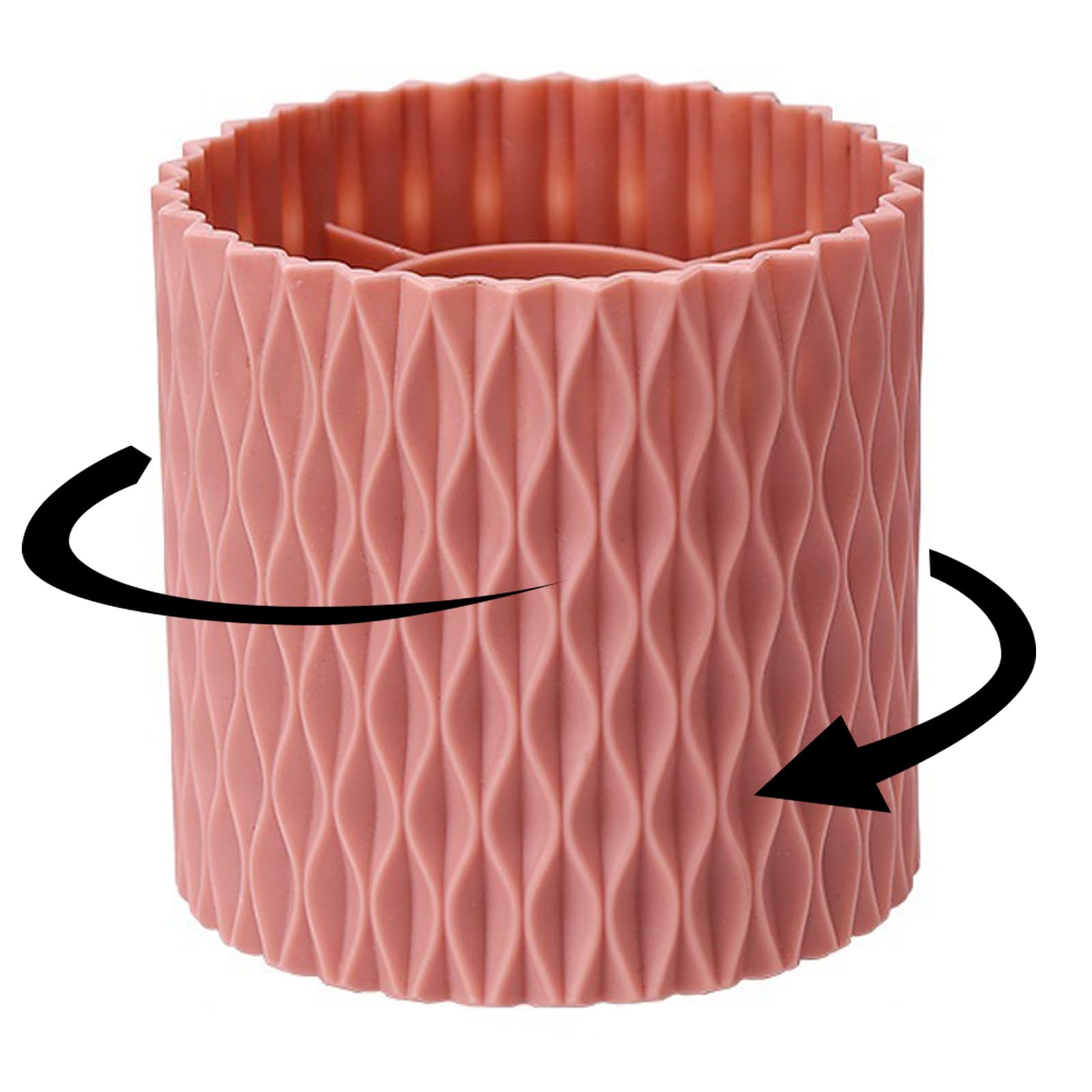 360 Degree Rotating 5-Slot Pen Holder for Desk - Multifunctional Pencil & Makeup Brush Organizer for Home Office School (Pink) - Perfect for Study, Work & Beauty Organization