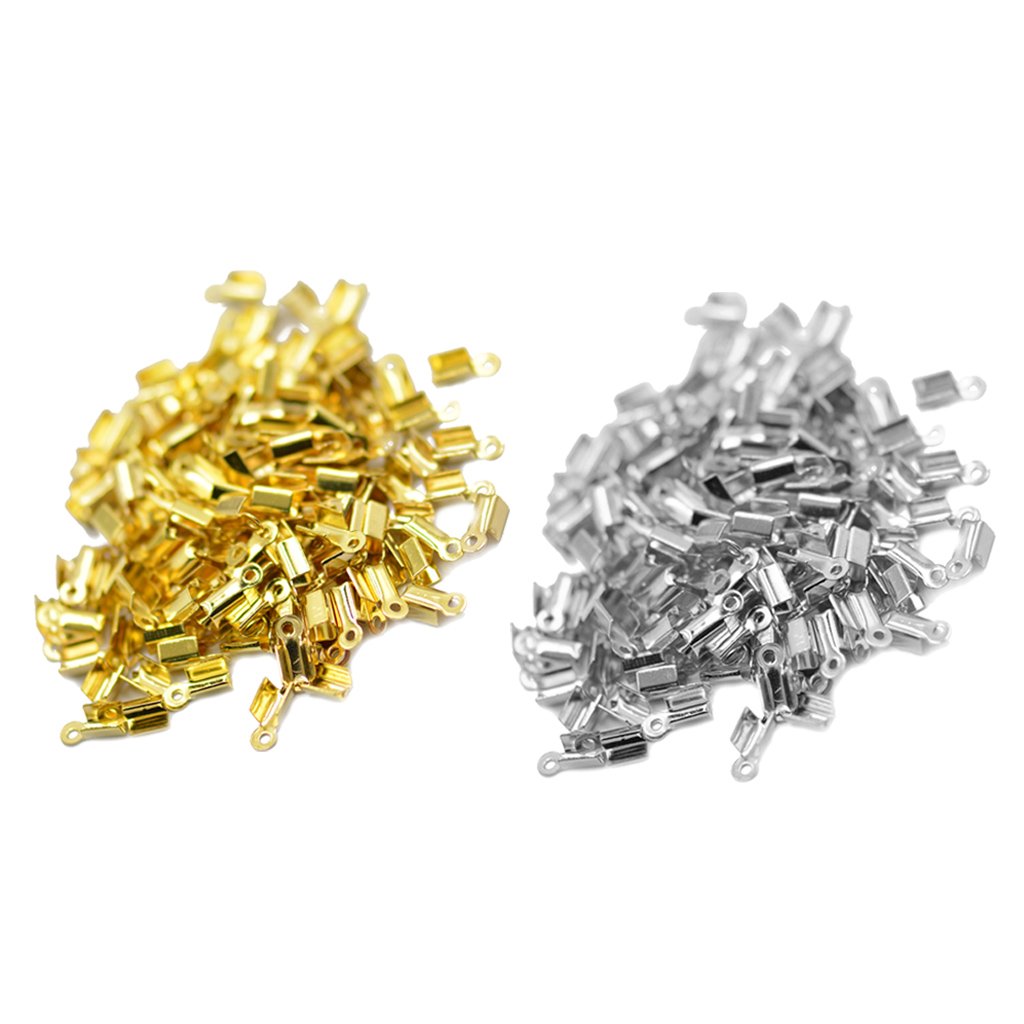joyMerit 200Pcs Jewelry Making Cord Ribbon Clamp End Crimps Findings - 10 X 4.5mm Silver Beading Clasps for DIY Bracelets, Necklaces & Craft Projects | Perfect for Scrapbooking, Gift Wrapping & Hair Accessories