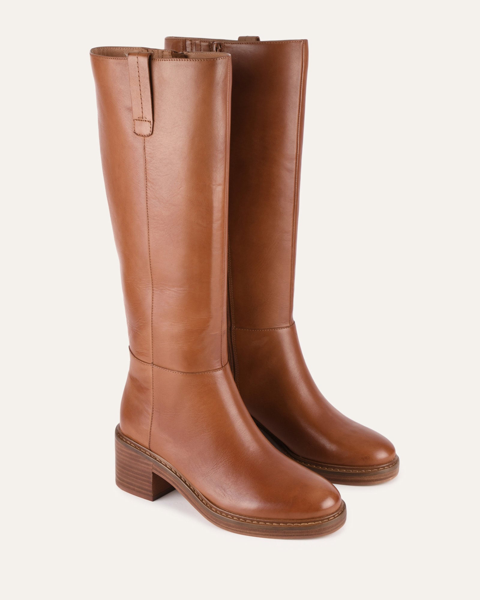 RIO Knee High Boots for Women - Genuine Leather Brandy Brown - Stylish & Comfortable for Fall, Winter & Casual Outfits