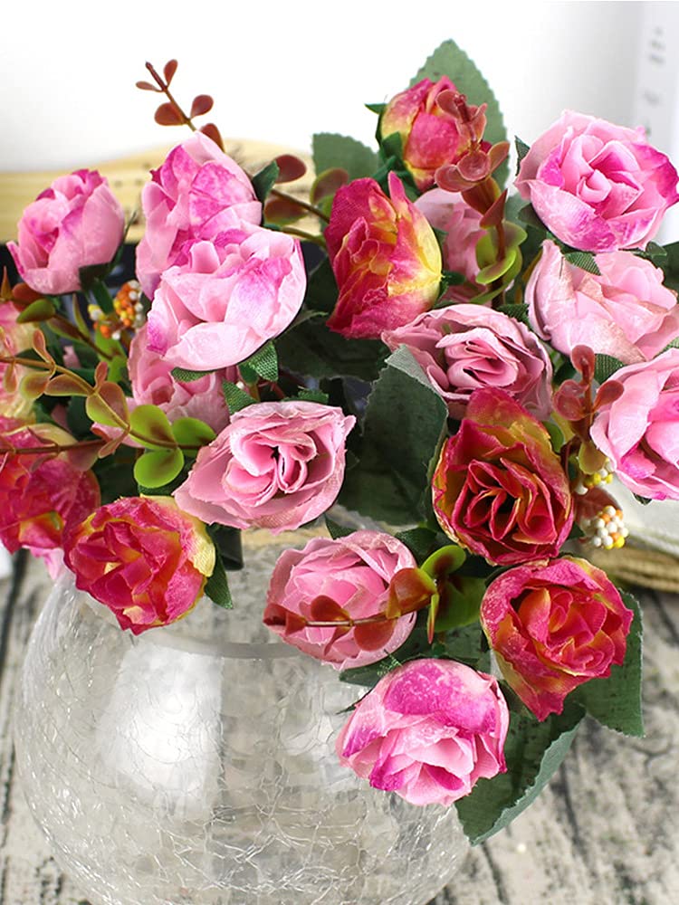 Firlar 21-Piece Artificial Rose Flowers Bouquet - Long Stem Fake Roses for Wedding, Bridal Party, Home & Festival Decor (Red) - Perfect for Centerpieces, Table Arrangements & Romantic Ambiance