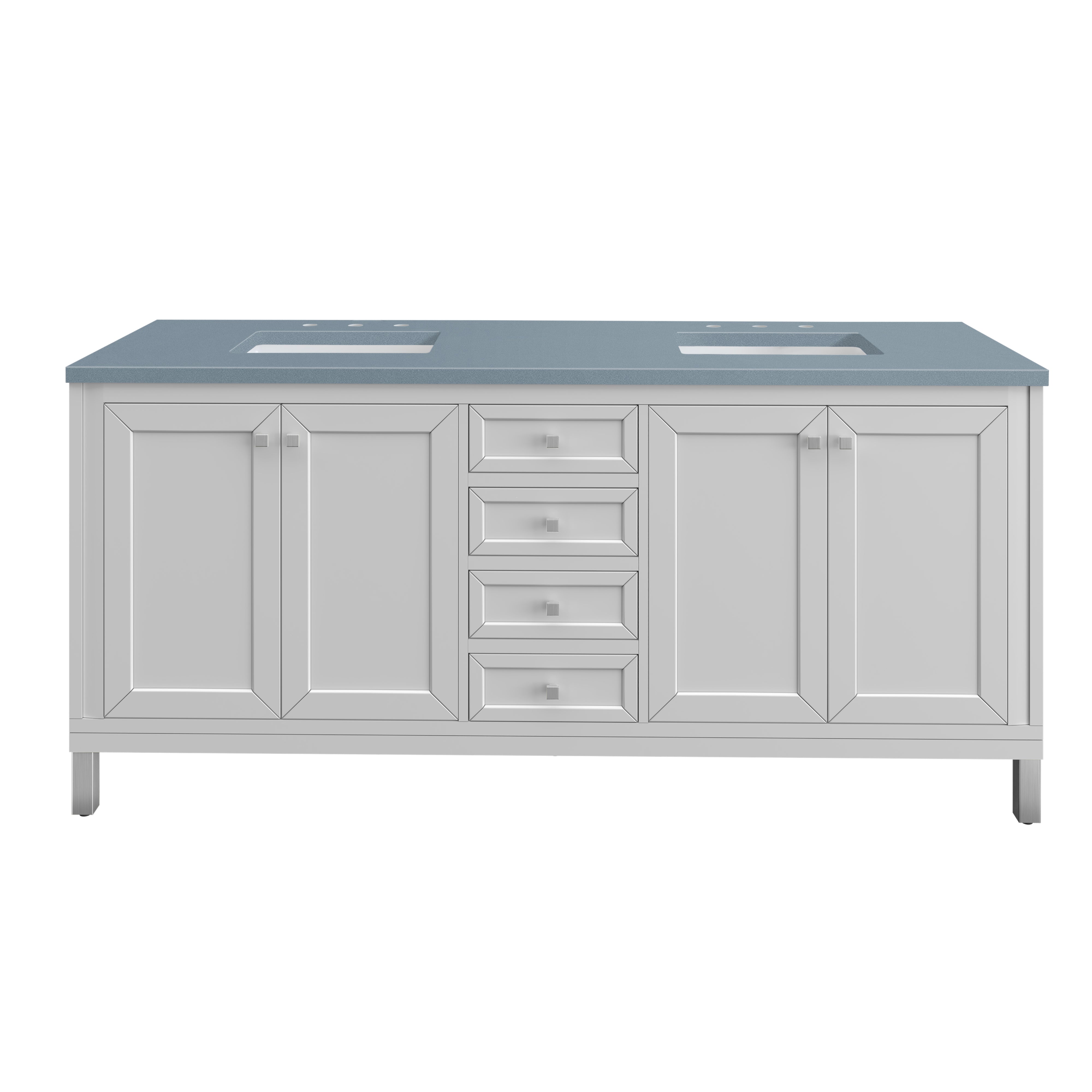 Chicago Brushed Nickel Knobs and Legs Set for V72 - Vintage Style Cabinet Hardware for Kitchen & Bathroom Remodeling