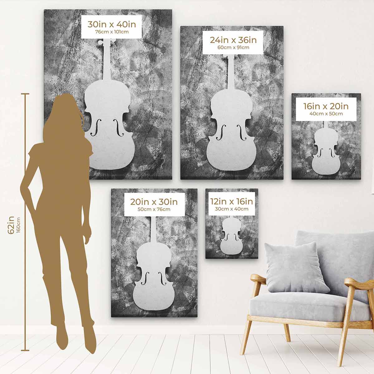 White Cello Wall Art Canvas Print - Elegant Musical Instrument Home Decor for Living Room, Bedroom & Office